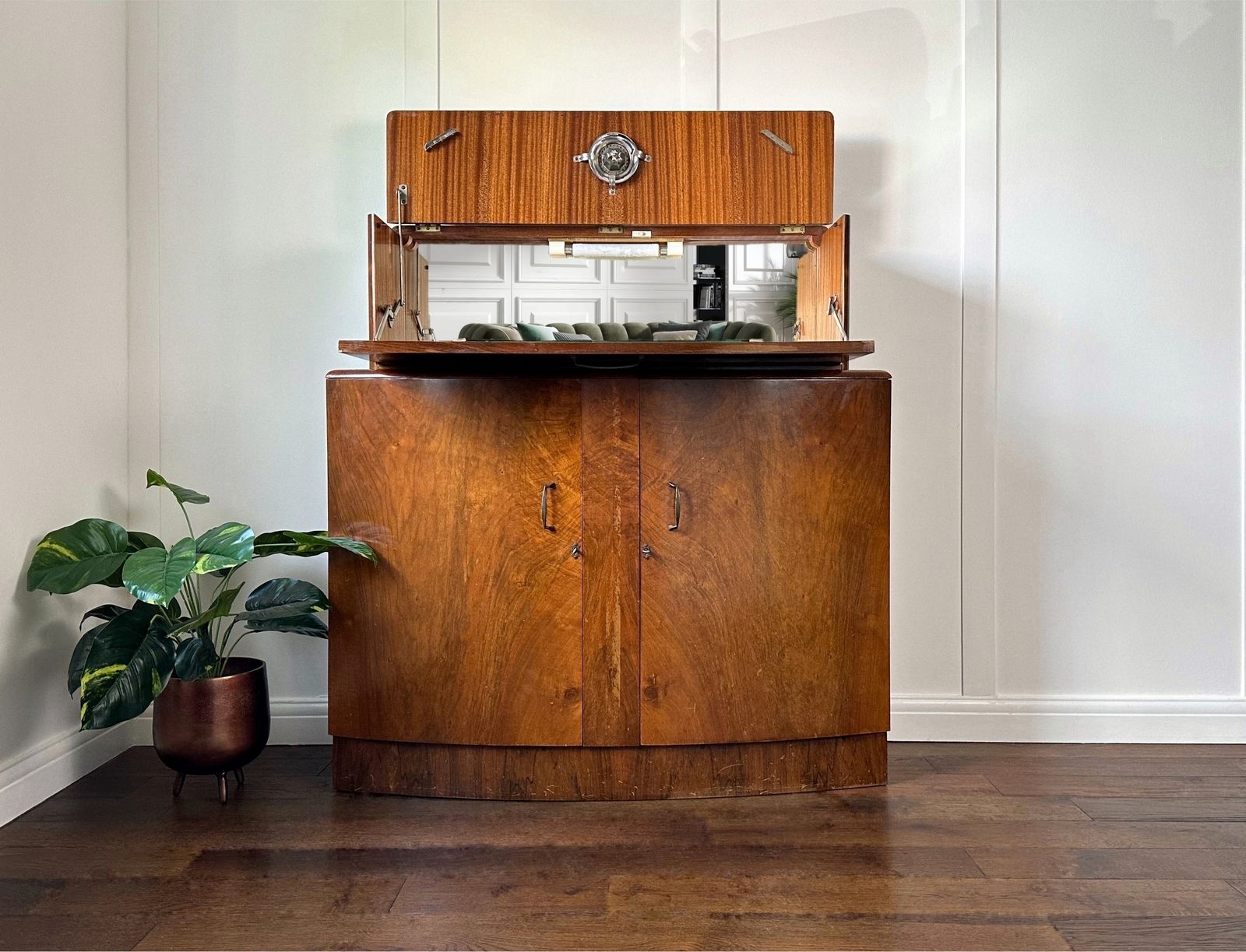 Walnut Art Deco Cocktail Cabinet, 1920s Inspired Bar, Gatsby Whiskey Bar, For Bespoke Order photo for sale
