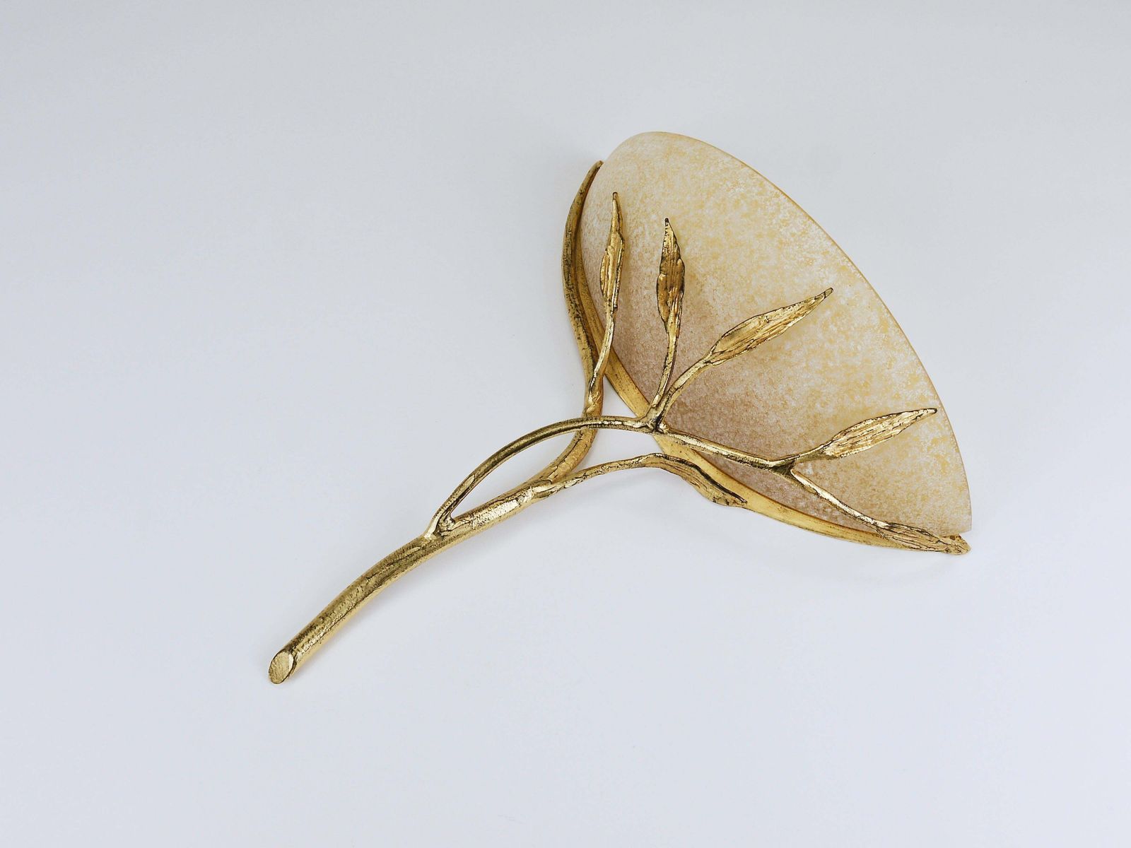 Banci Firenze Gilt Iron & Scavo Glass Floral Sconces, Wall Lights, Italy, 1970s photo 1925.0