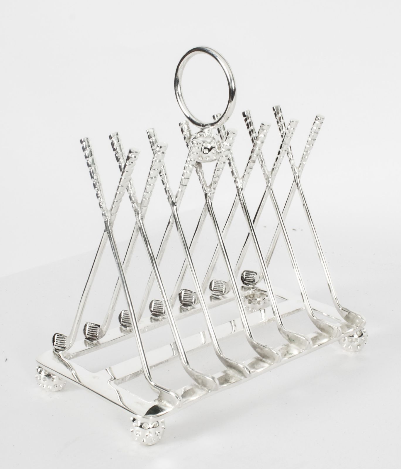 Vintage Silver Plated Toast Rack Crossed Golf Clubs 20th C
