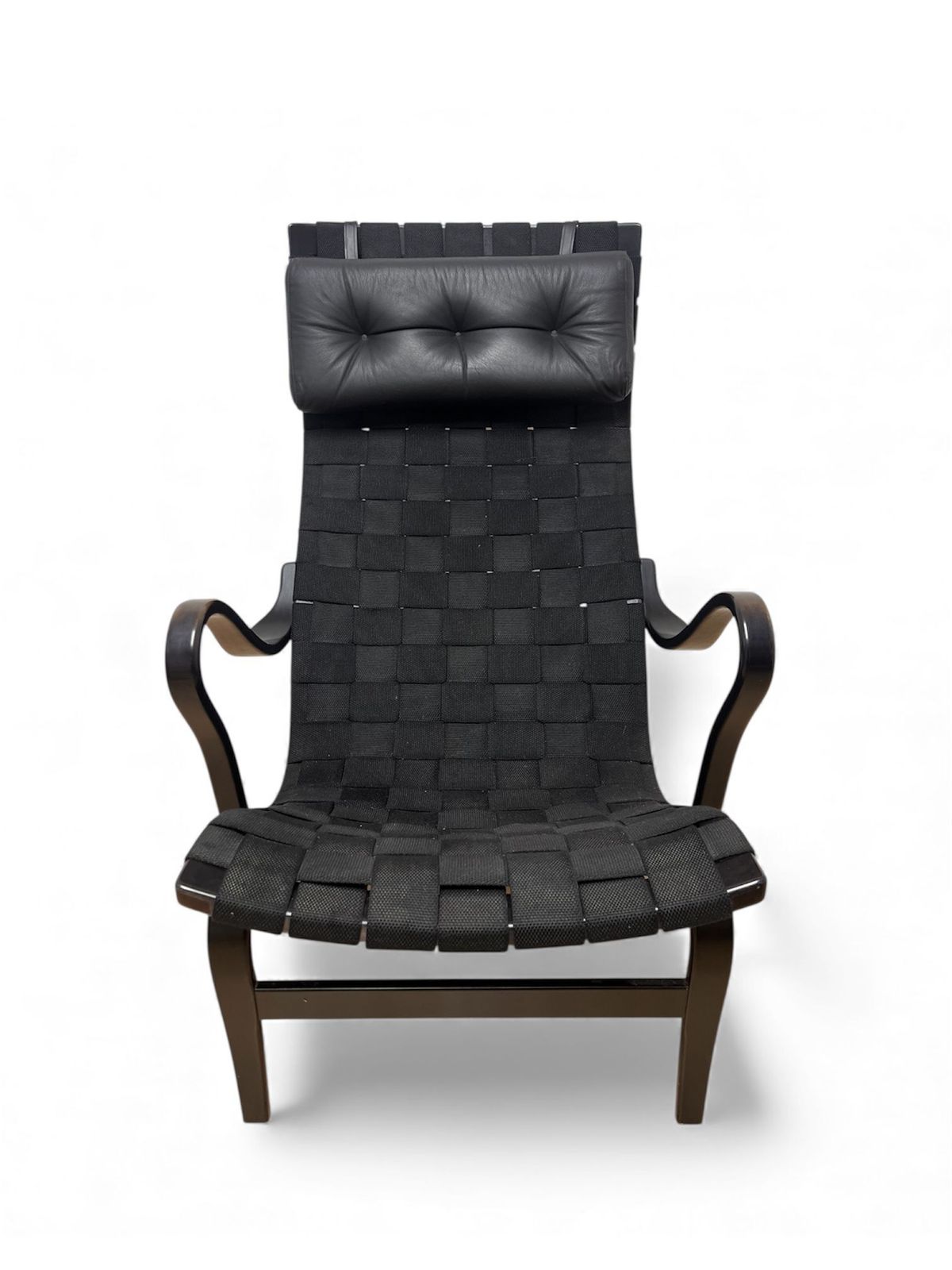 Mid  Century Bruno Mathsson “Pernilla” Lounge Chair In Black Webbing, Sweden photo furniture