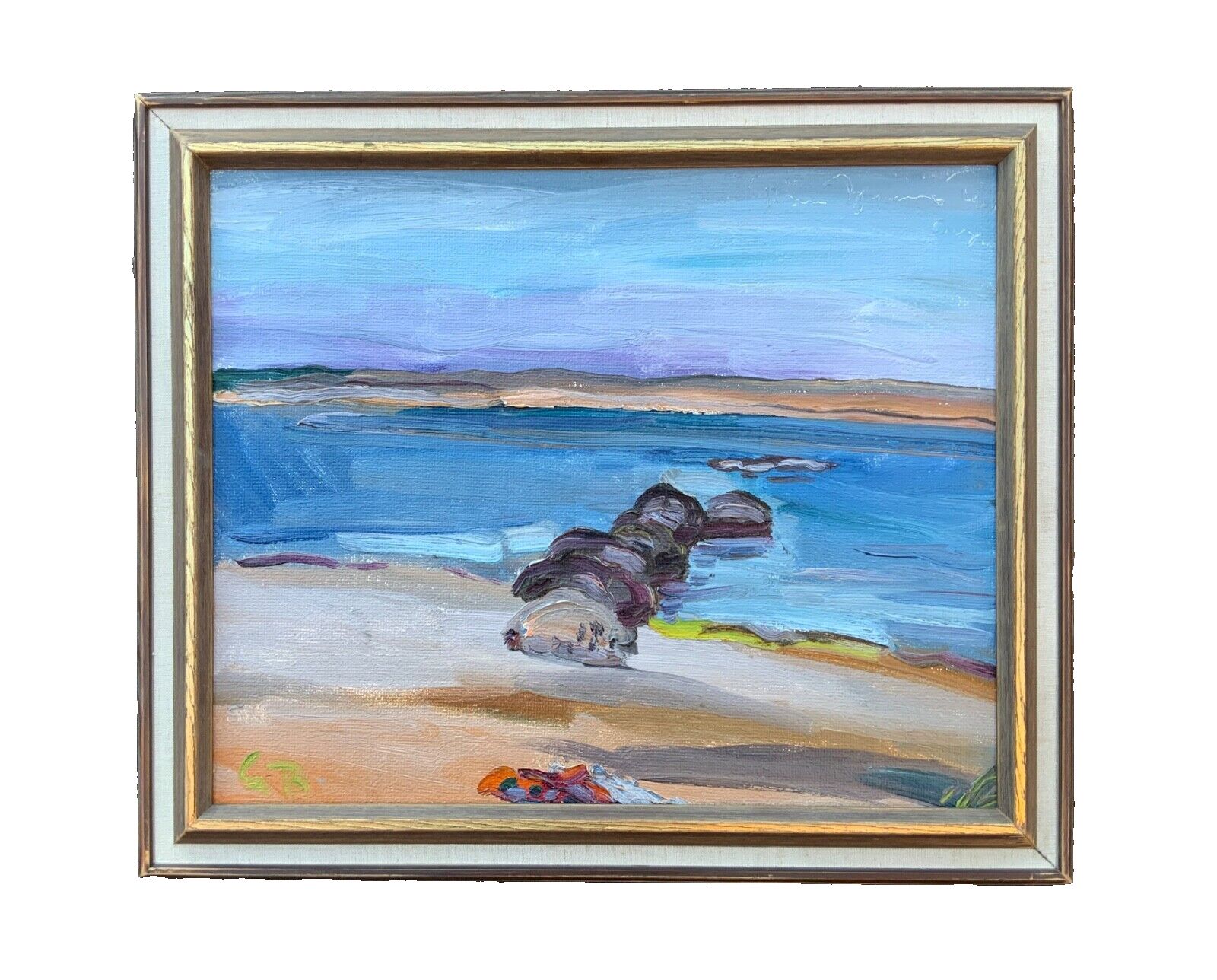 Vintage Marine Swedish Modernists Oil Painting Blue Seascape By Göran Brunius