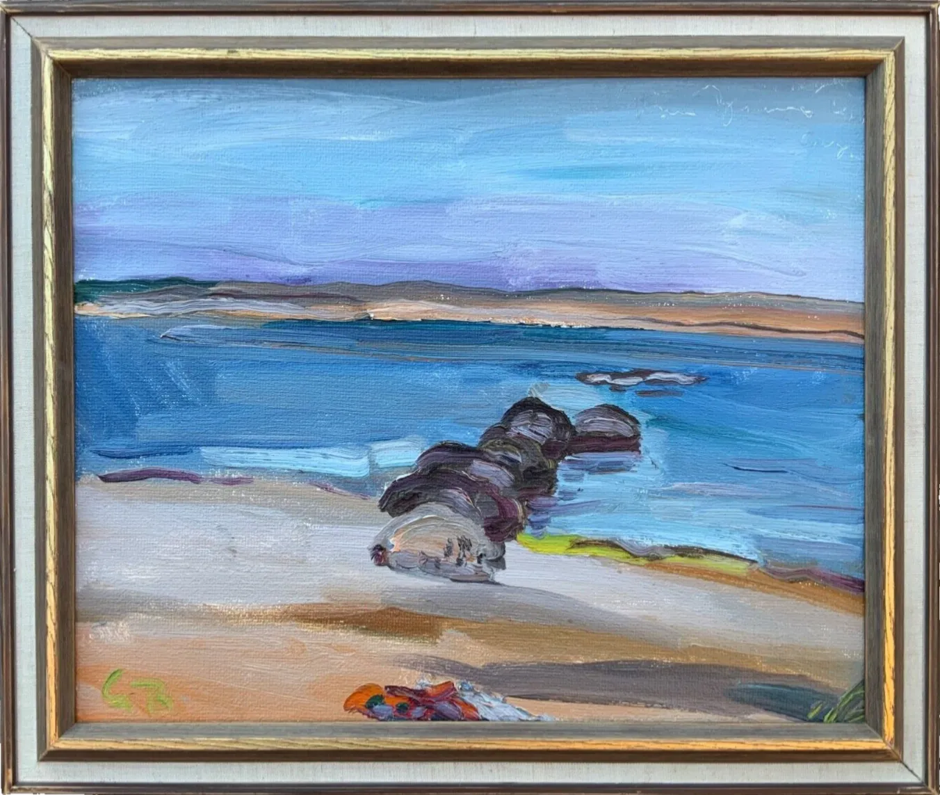 Vintage Marine Swedish Modernists Oil Painting Blue Seascape By Göran Brunius photo Art