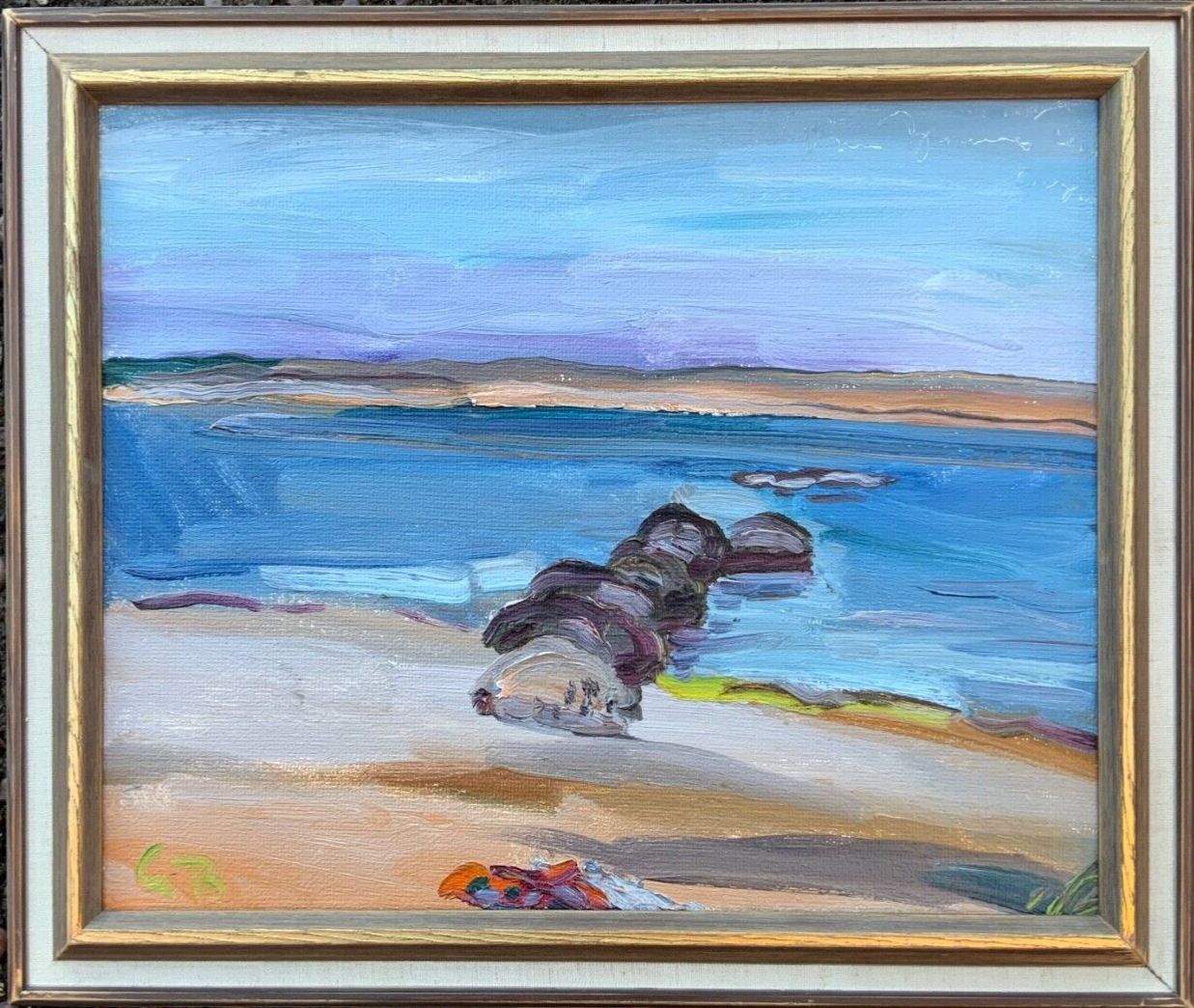 Art Vintage Marine Swedish Modernists Oil Painting Blue Seascape By Göran Brunius photo