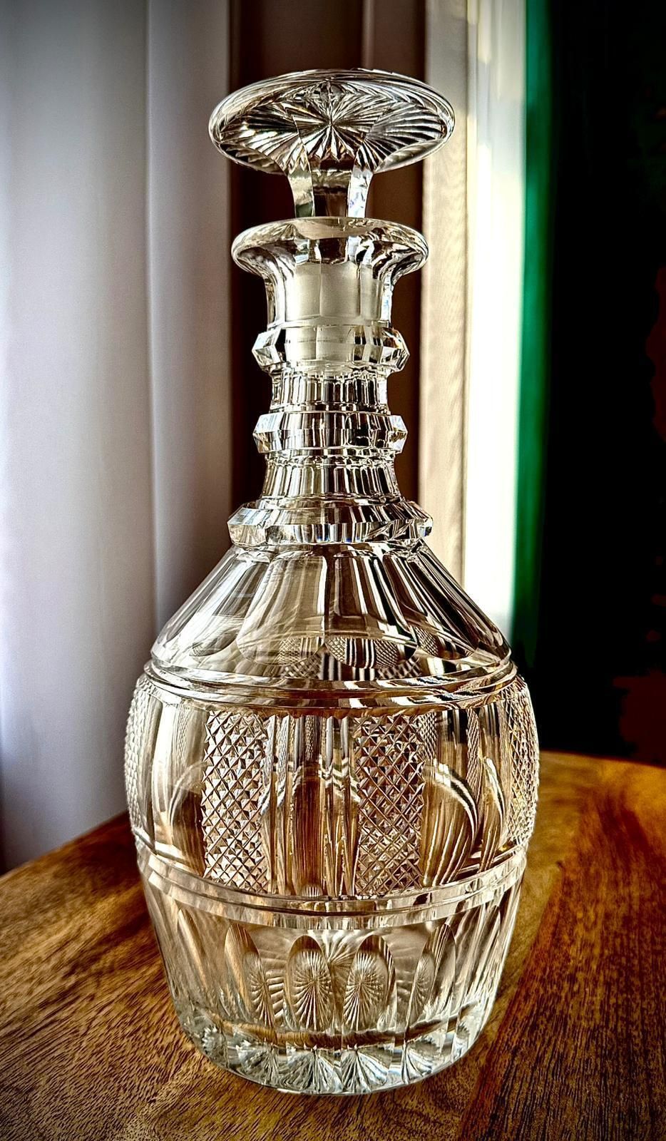 photo vinterior Vintage French / Franco Belgian Magnum Cut Crystal Decanter With Numbered Stopper, Mid–20th C