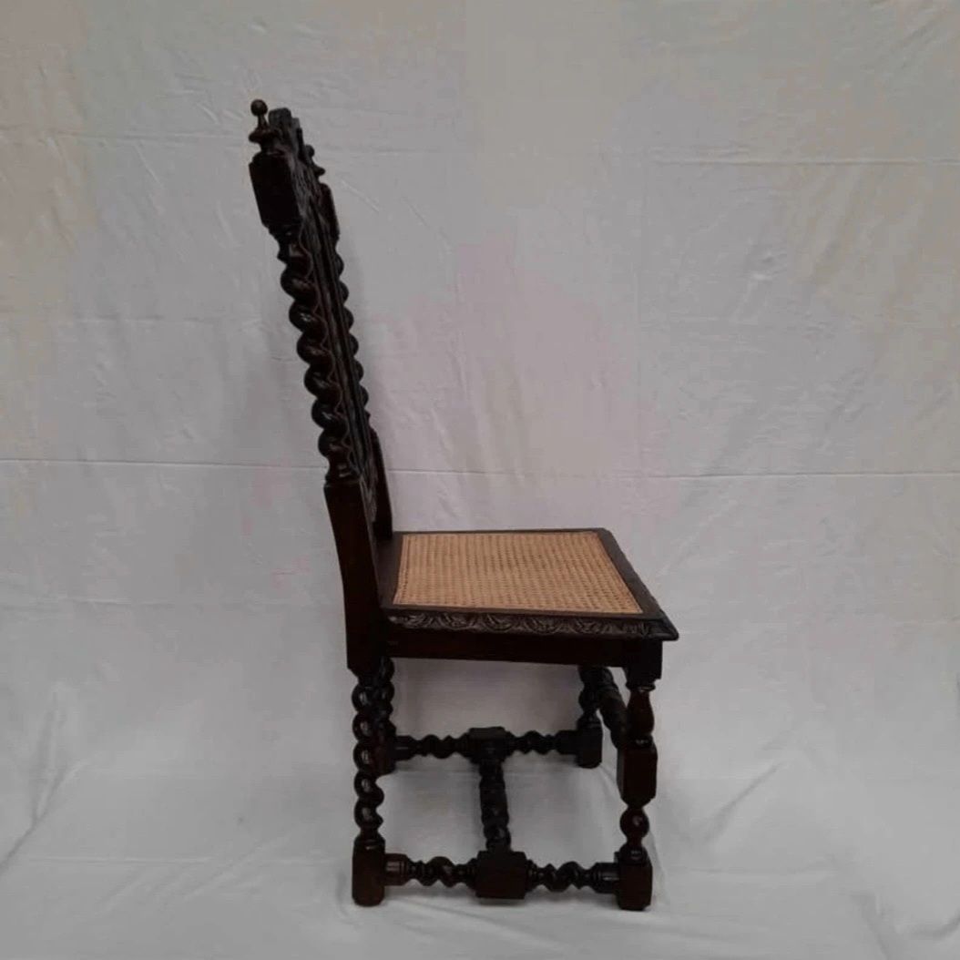 Late 19th Century Victorian Carved Oak Barley Twist Chair, Professionally Restored photo furniture