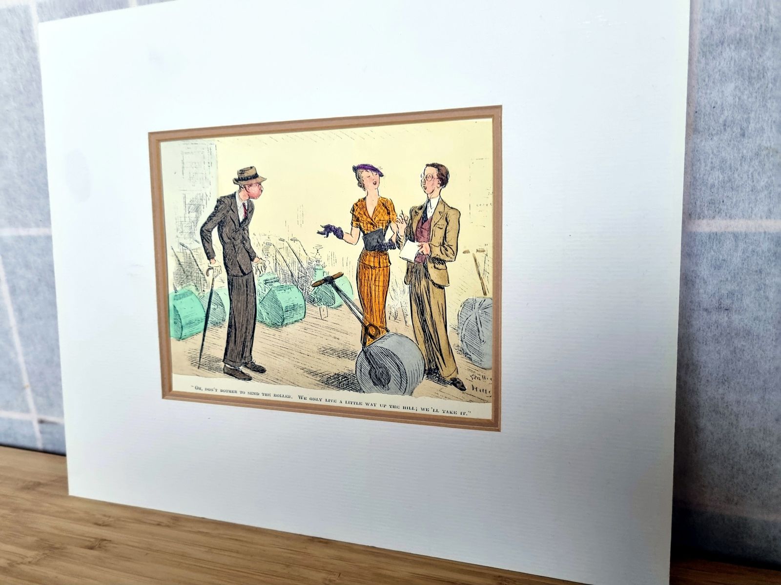 Vintage Mounted Cartoon Print, Punch Magazine Illustration, Arthur Wallis Mills Satirical Scene, 1920s British Humour Art photo 55.0