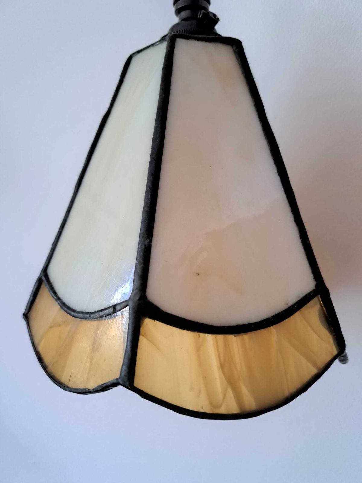 Art Deco Pendant Light In A Brown & Cream Opaline, Original 1930s photo vinterior