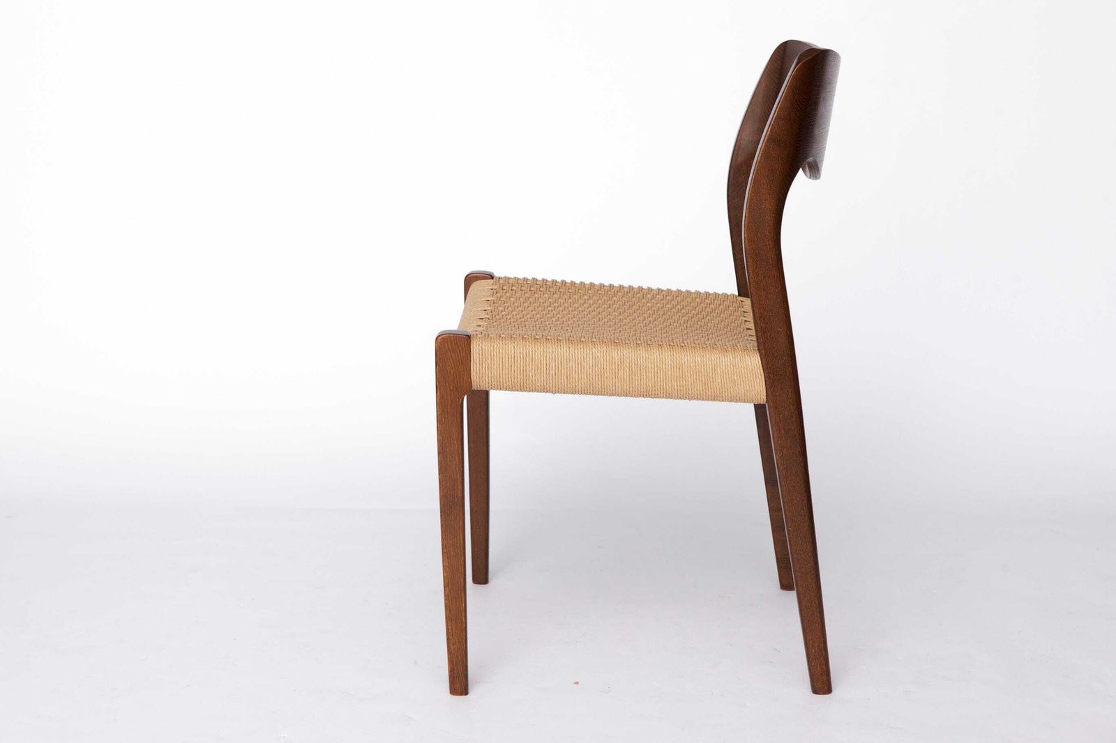 2 Of 4 Vintage Niels Otto Møller Chair, Model 71, Dark Oak, Danish Cord, Mid Century photo 1258.0