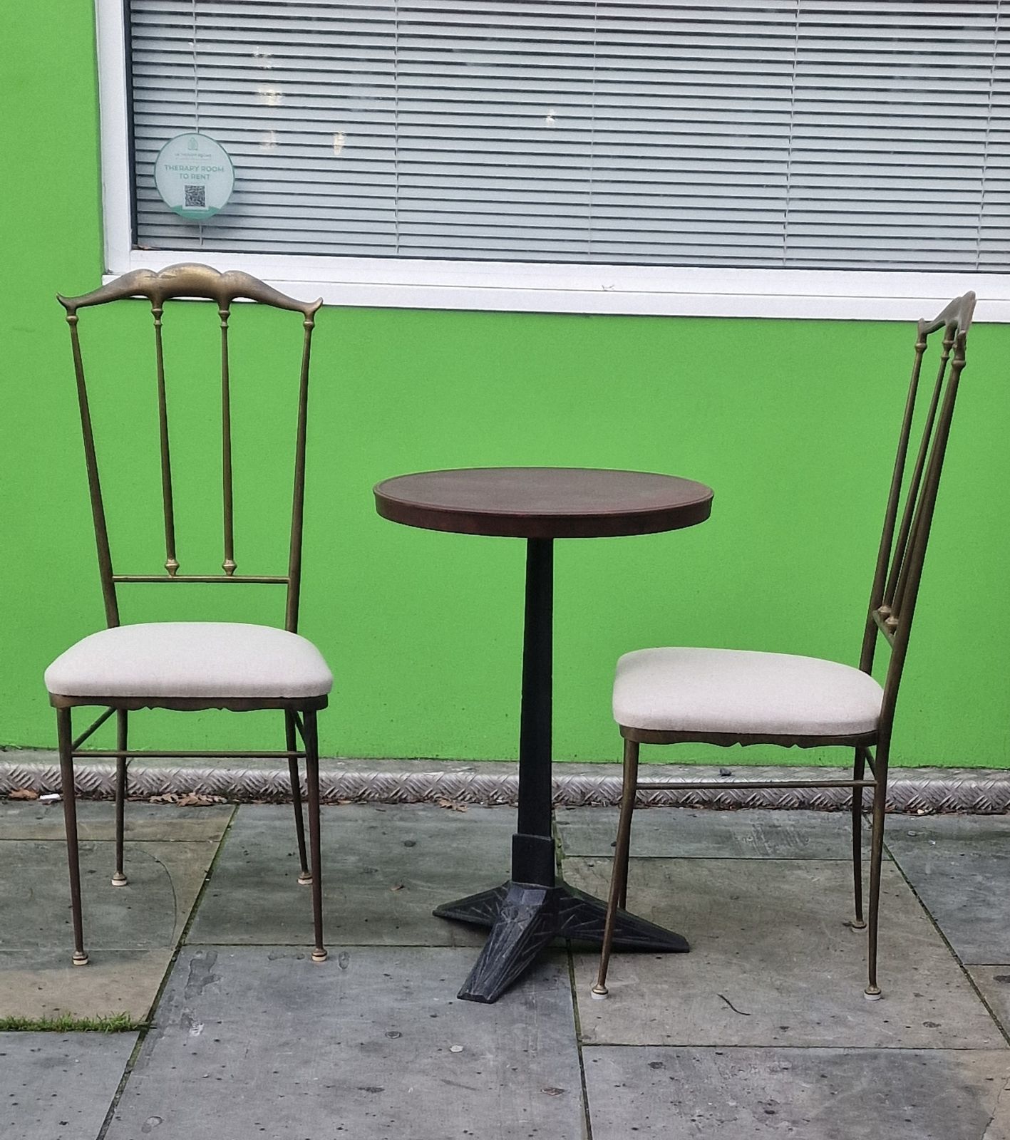 Set Of Two Brass Chairs Attr. To Maison Jansen, Circa 1950 photo vinterior