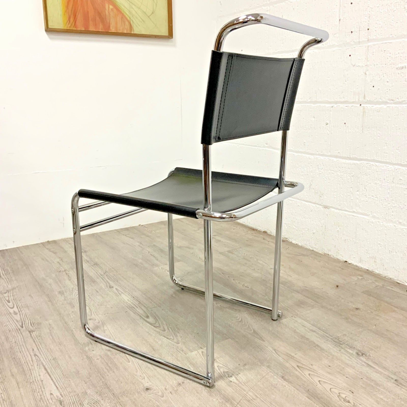 1750.0 A Set Of 4 Marcel Breuer B40 Dining Chairs Black Leather By Tecta Dated 1999 photo