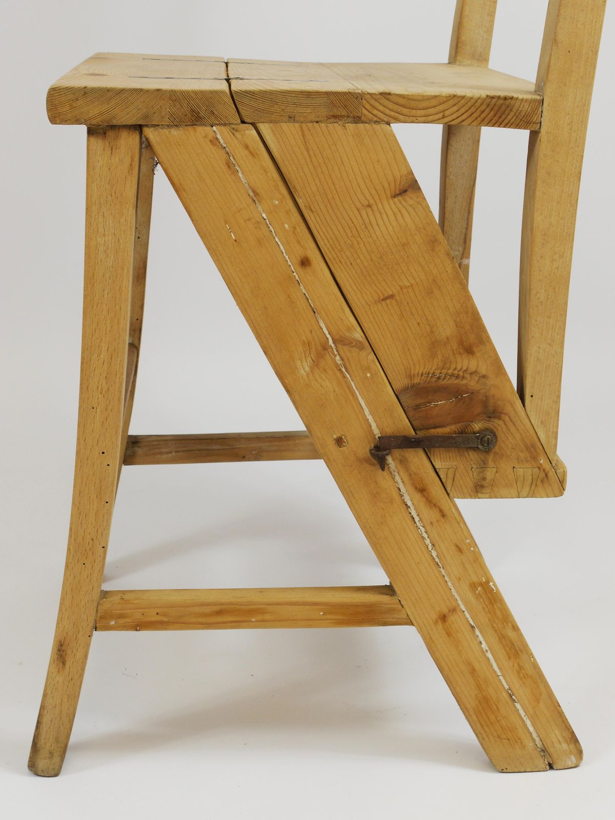1209.0 Arts & Crafts Metamorphic Library Steps Folding Ladder Chair, Vienna, 1900s photo