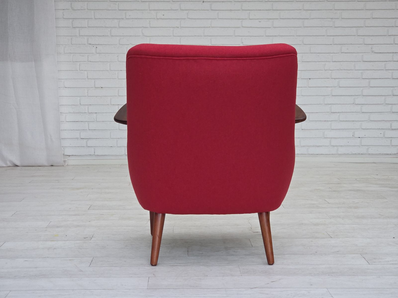 1960s, Danish Designed Armchair, Reupholstered, Furniture Wool. photo furniture