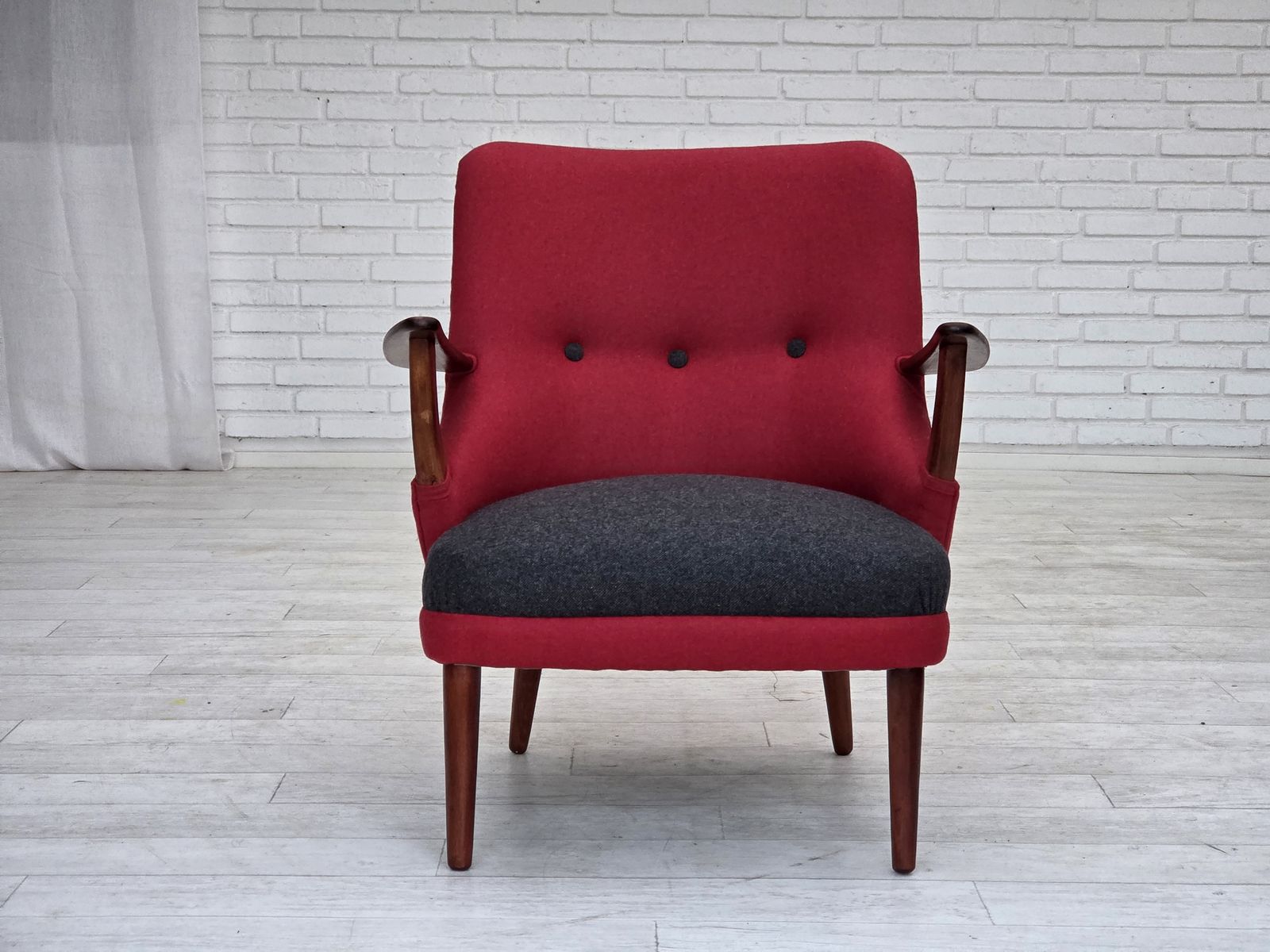 1960s, Danish Designed Armchair, Reupholstered, Furniture Wool. photo for sale