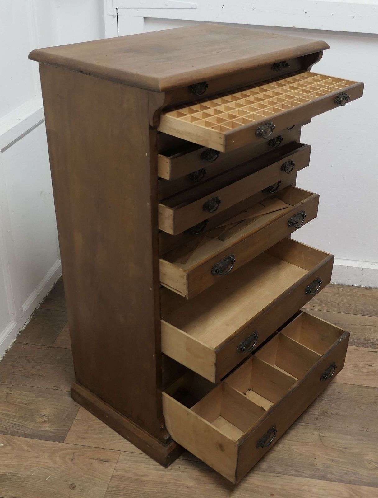 Arts And Crafts Pine Collectors Cabinet Filing Drawers photo for sale