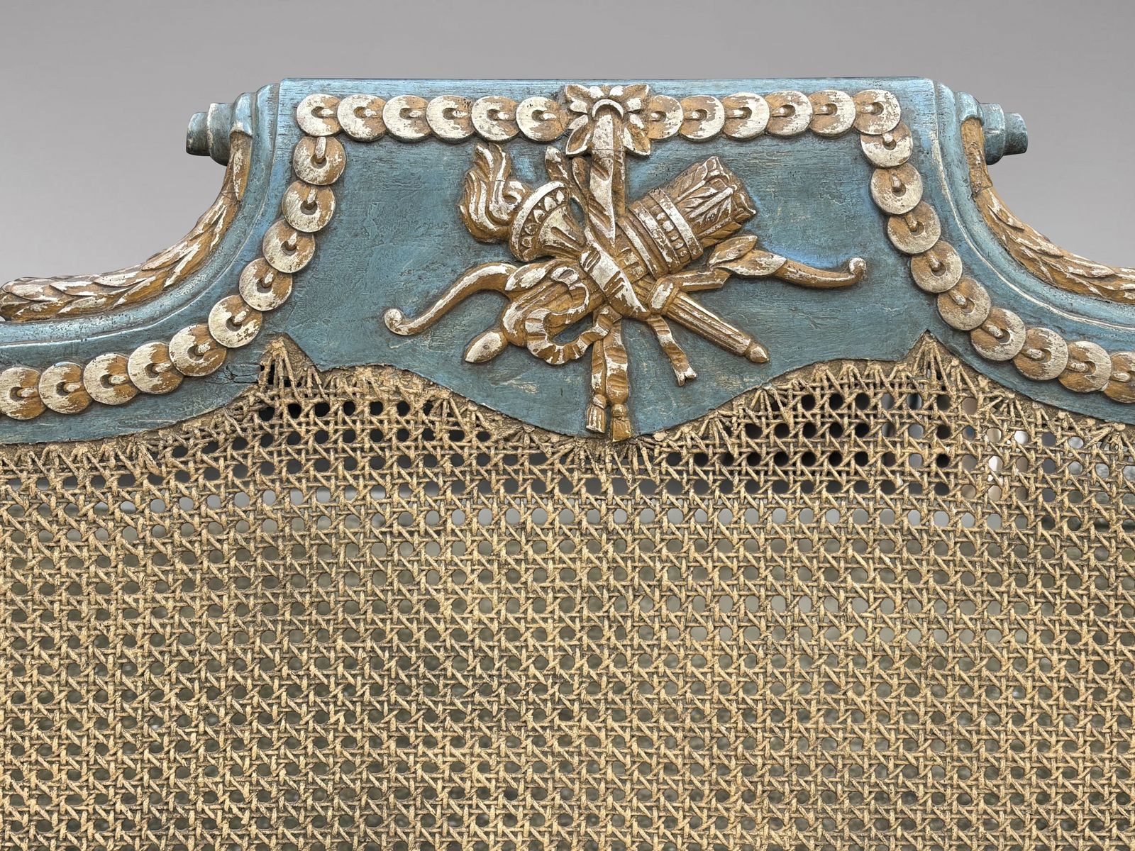 19th Century Louis XVI Painted & Caned Bench photo Furniture