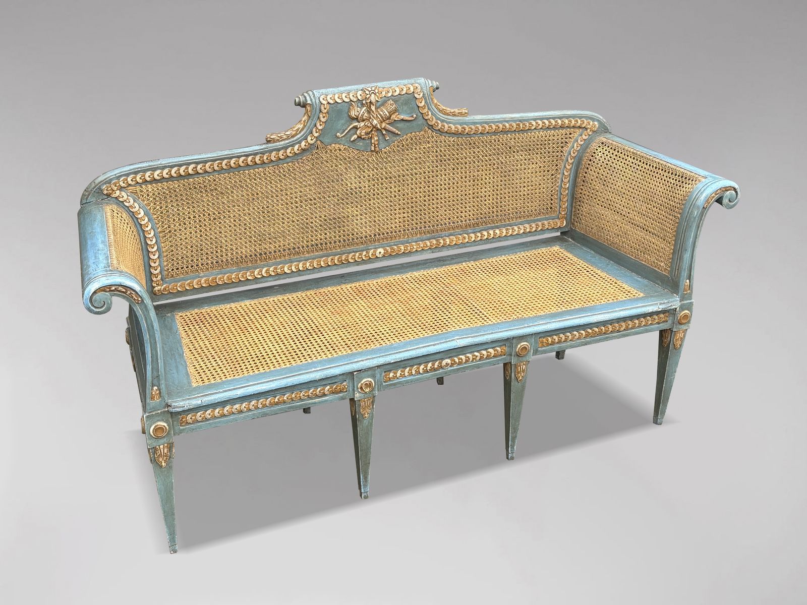 3800.0 19th Century Louis XVI Painted & Caned Bench photo