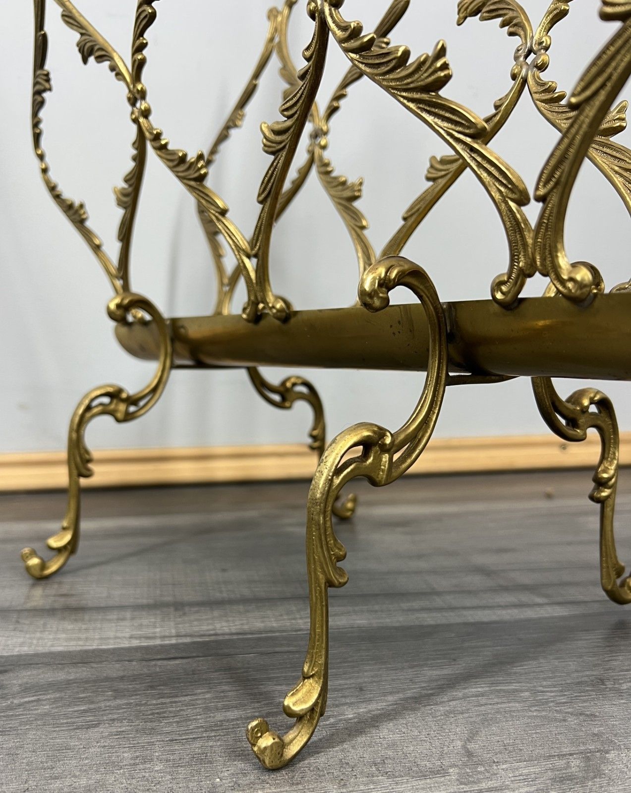 photo for sale Newspaper Rack Vintage French Style Brass Magazine Stand Lot 4633