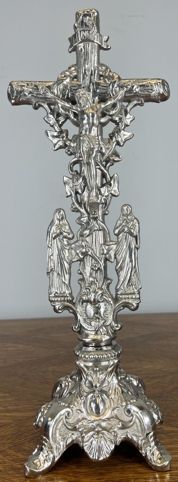 Crucifix Vintage French Style Religious Cross Ornate Base Lot 4651 photo vinterior