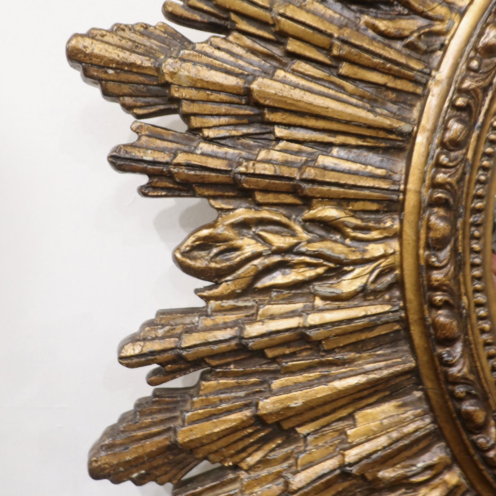 Mid Century Giltwood Sunburst Convex Wall Mirror photo Home Decor