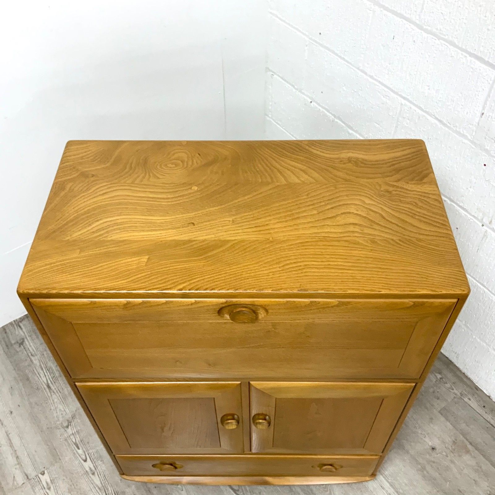 photo for sale Vintage Mid Century Ercol Windsor Serving Cabinet Model 469 Blonde Elm 1960's