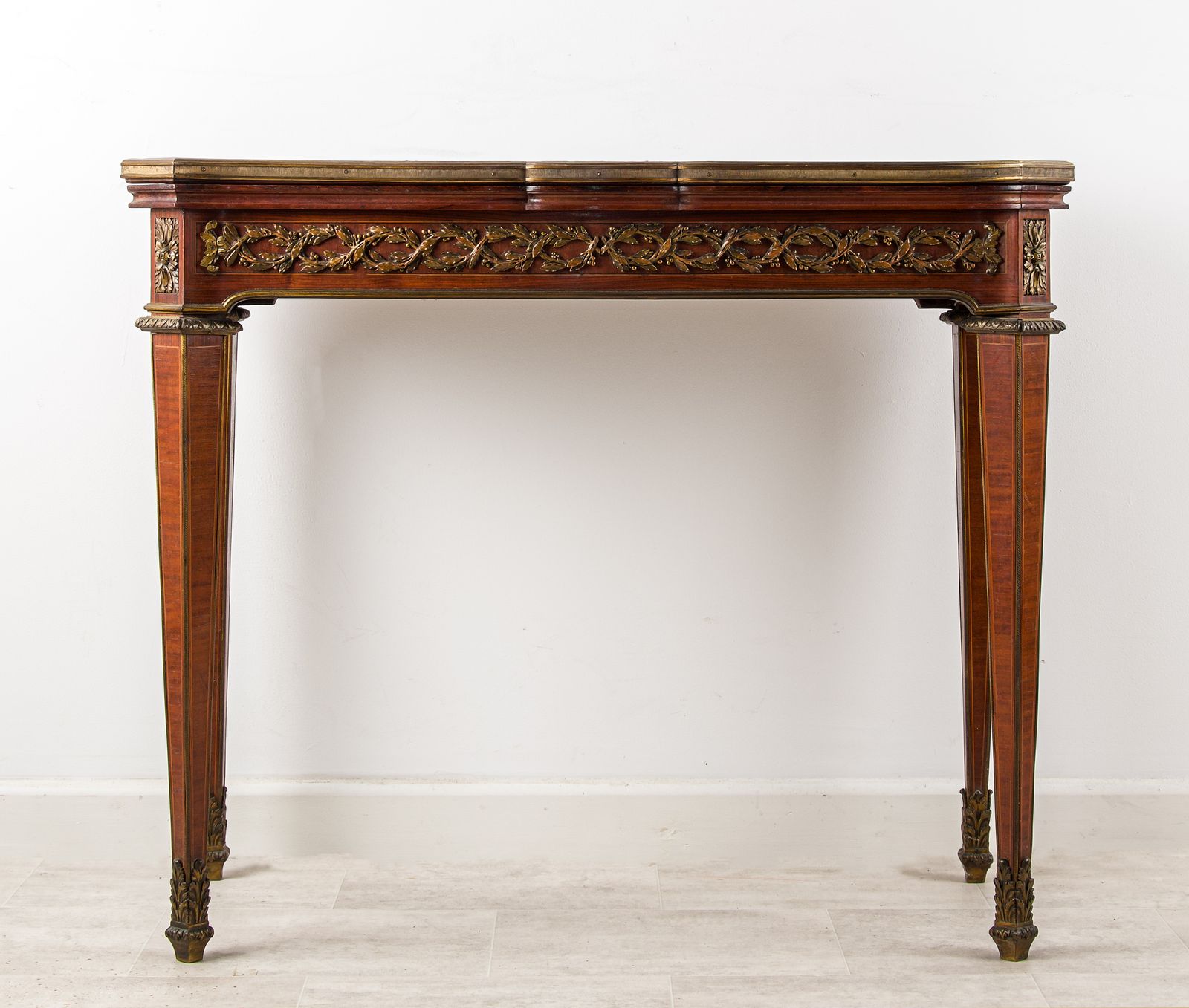 Antique French Maison Mottheau Games Table C.1880   Ormolu, Parquetry Top