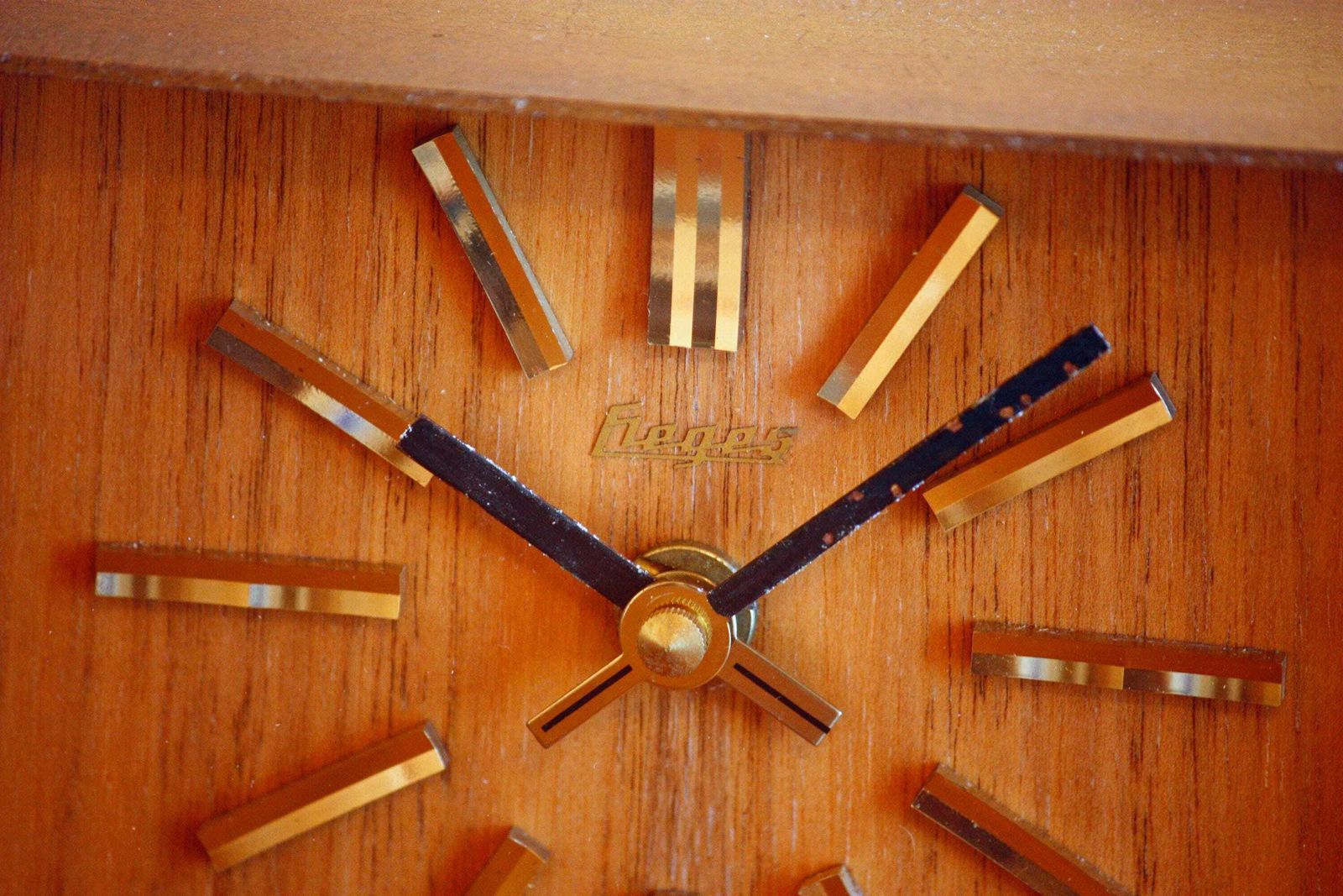 Vintage Fieges Mantel Clock   20cm Wooden Retro German Mid Century 70s Desk Clock Off The Wall Clocks photo for sale