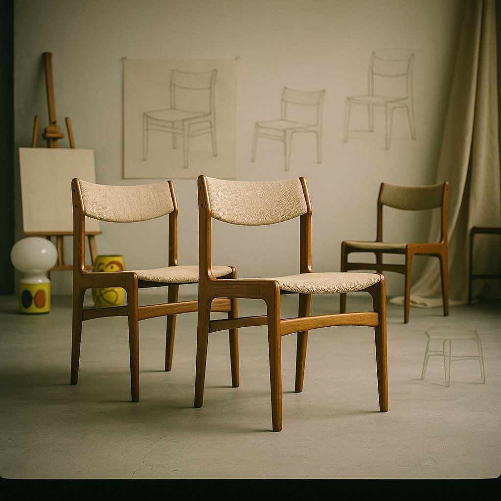 photo vintage Teak Dining Chairs Attributed To Erik Buch For Anderstrup Stolefabrik, Denmark, 1970s, Set Of 3, Set Of 3