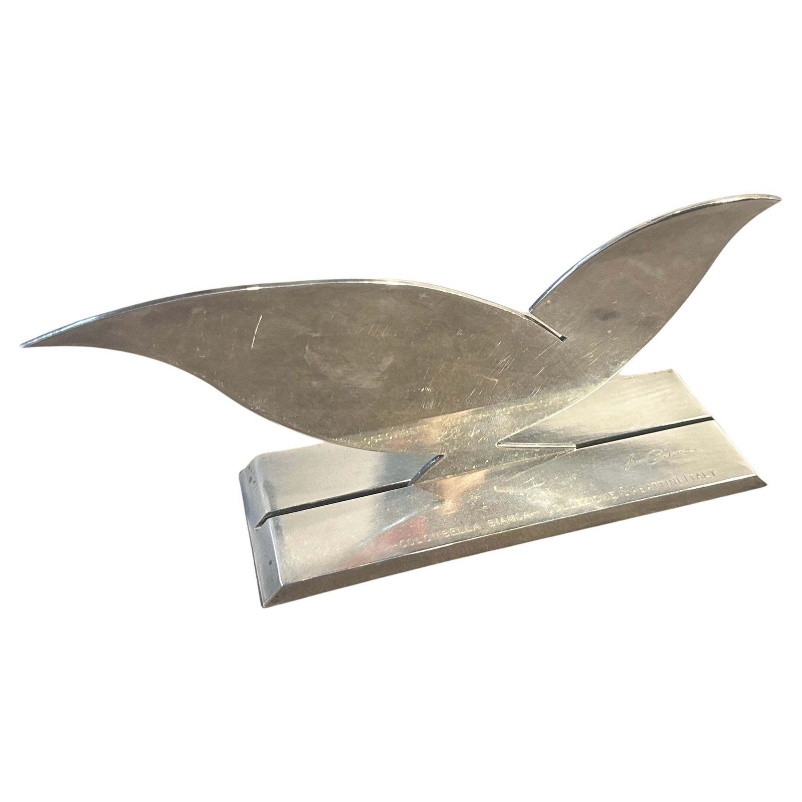 1990s Minimalist Silver Plated Sculpture La Colombella Bianca By Lino Sabattini