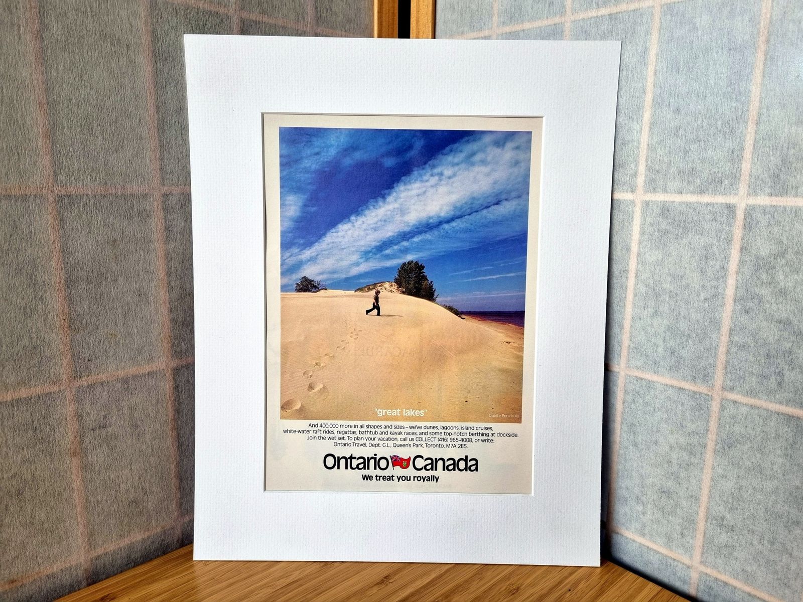 Ontario Canada Summer Poster Ad, Great Lakes Sand Dunes Scene, 1970s, Travel Tourism Print Advert photo furniture
