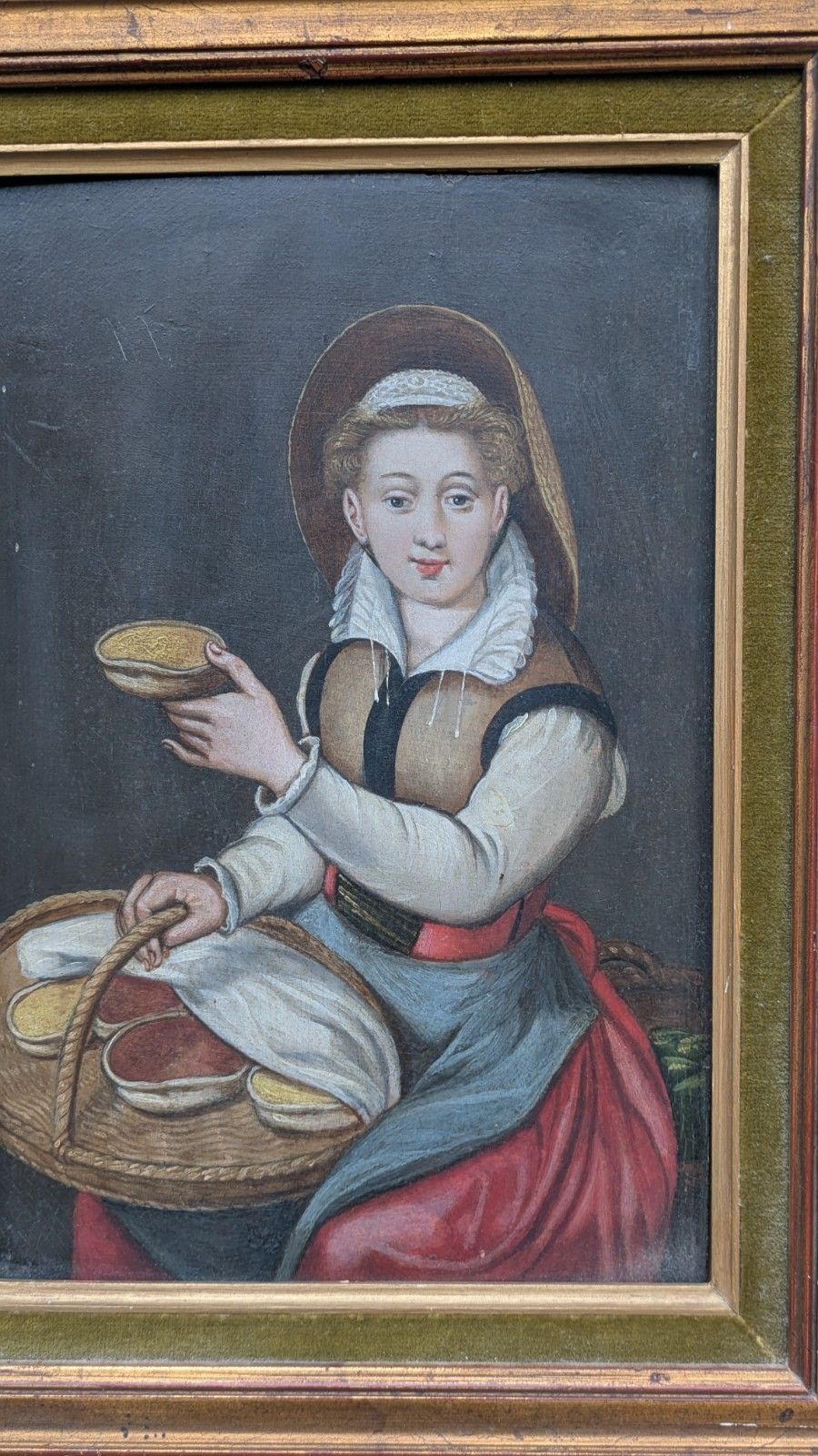 19th Century Oil Portrait Woman With Spices   Style Of Joachim Bueckelaer photo furniture