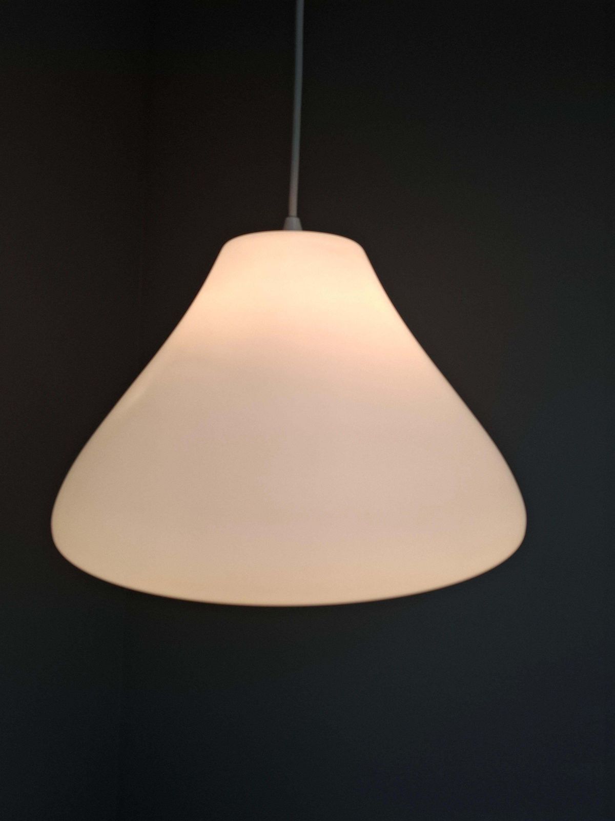 Czechoslovak Midcentury Modern Pendant Light In Opaline Glass And Plastic, 1970s photo furniture