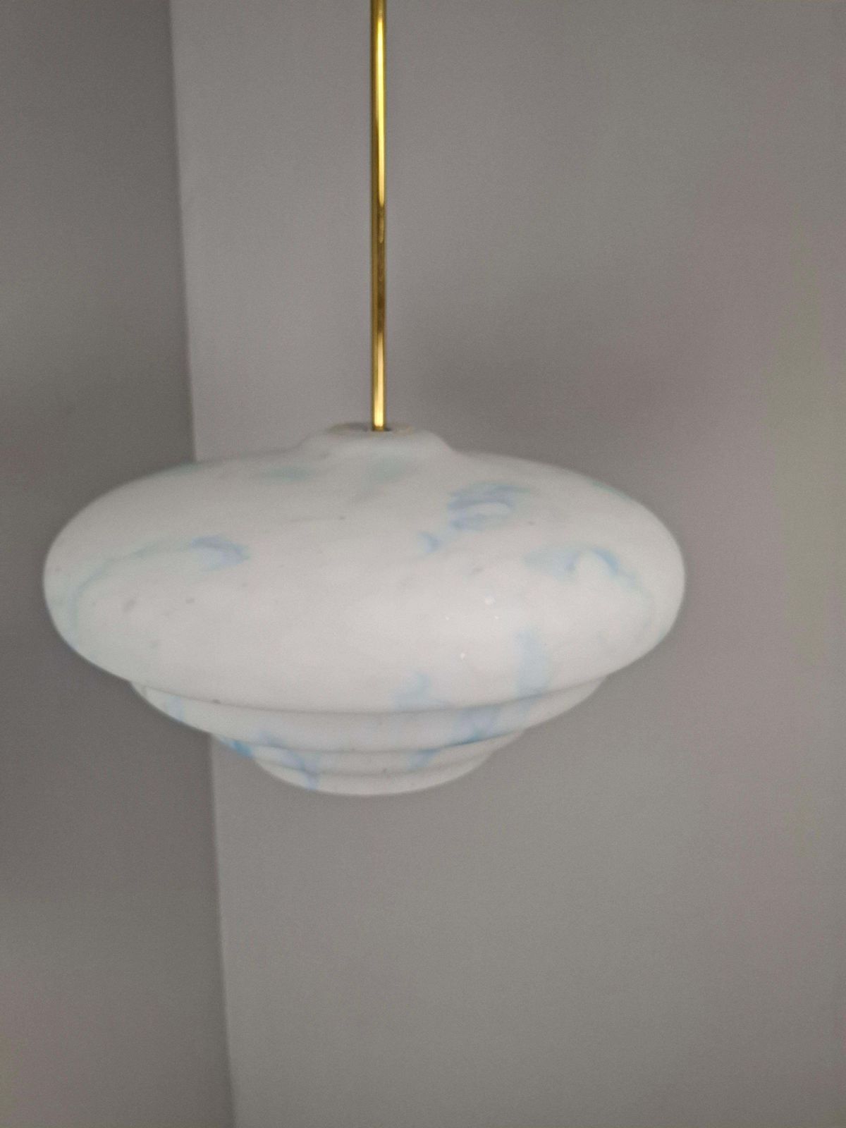 634.0 Napako Midcentury Modern Pendant Lamp In Opaline Glass And Brass, Czechoslovakia photo