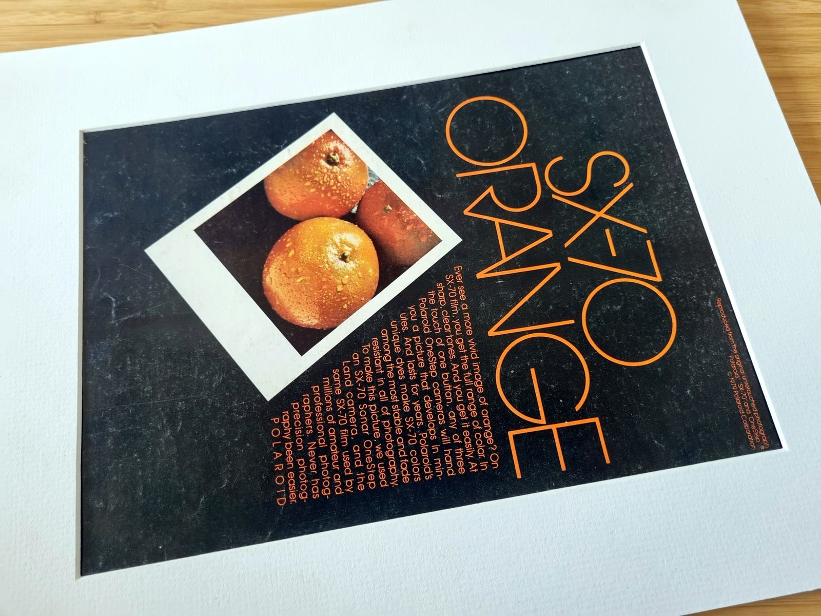 Photography Camera Print Ad, Polaroid Sx 70 Orange Campaign, Instant Film Advertising, 1970s Graphic photo Art