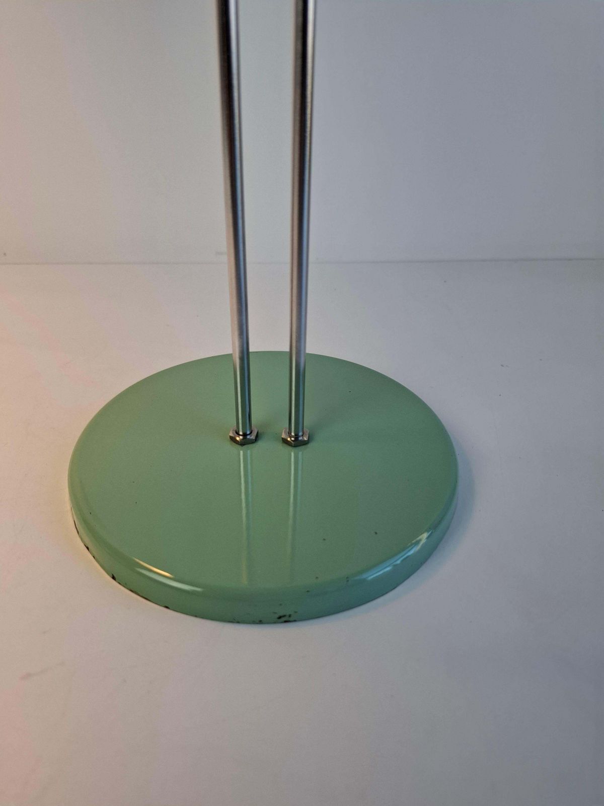 Josef Hůrka For Lidokov Midcentury Modern Table Lamp In Green Metal And Chrome photo for sale