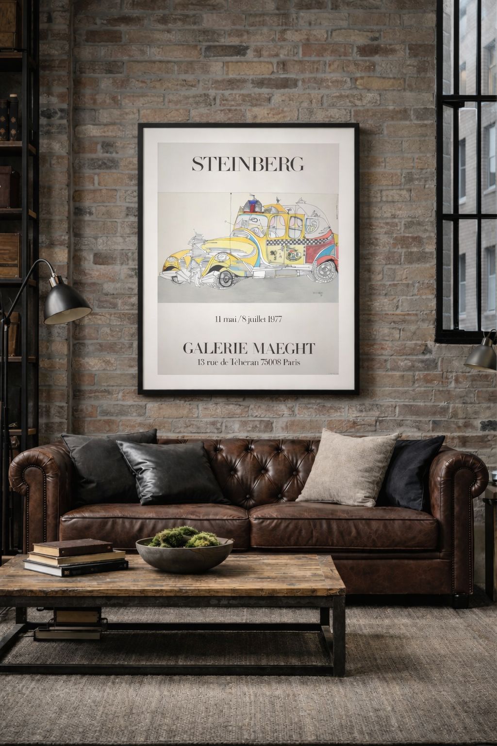 Saul Steinberg - Affiche lithographique, Galerie Maeght Paris, 1977 photo furniture