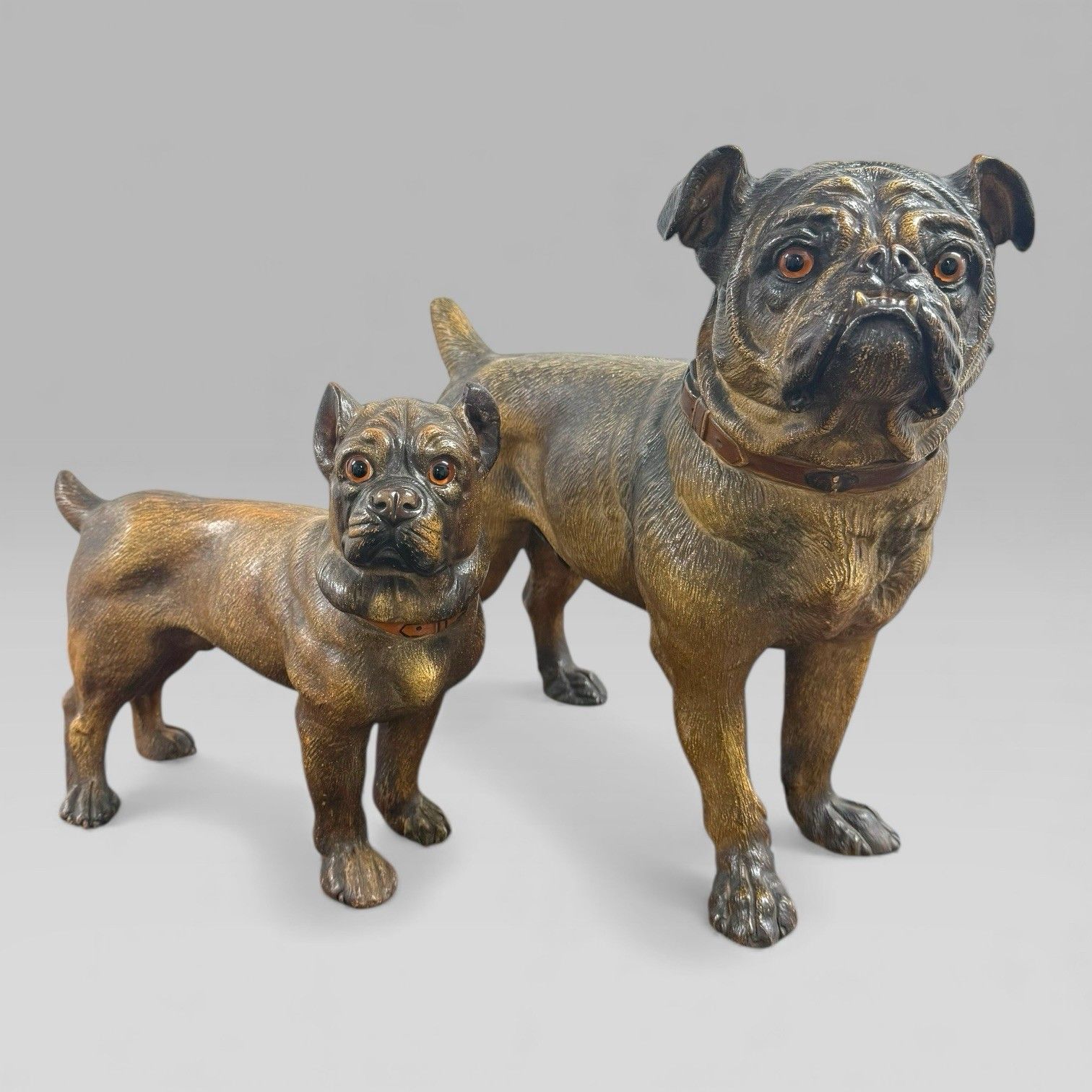 Antique Austrian Terracotta Life Size Pug Dog Sculpture photo furniture