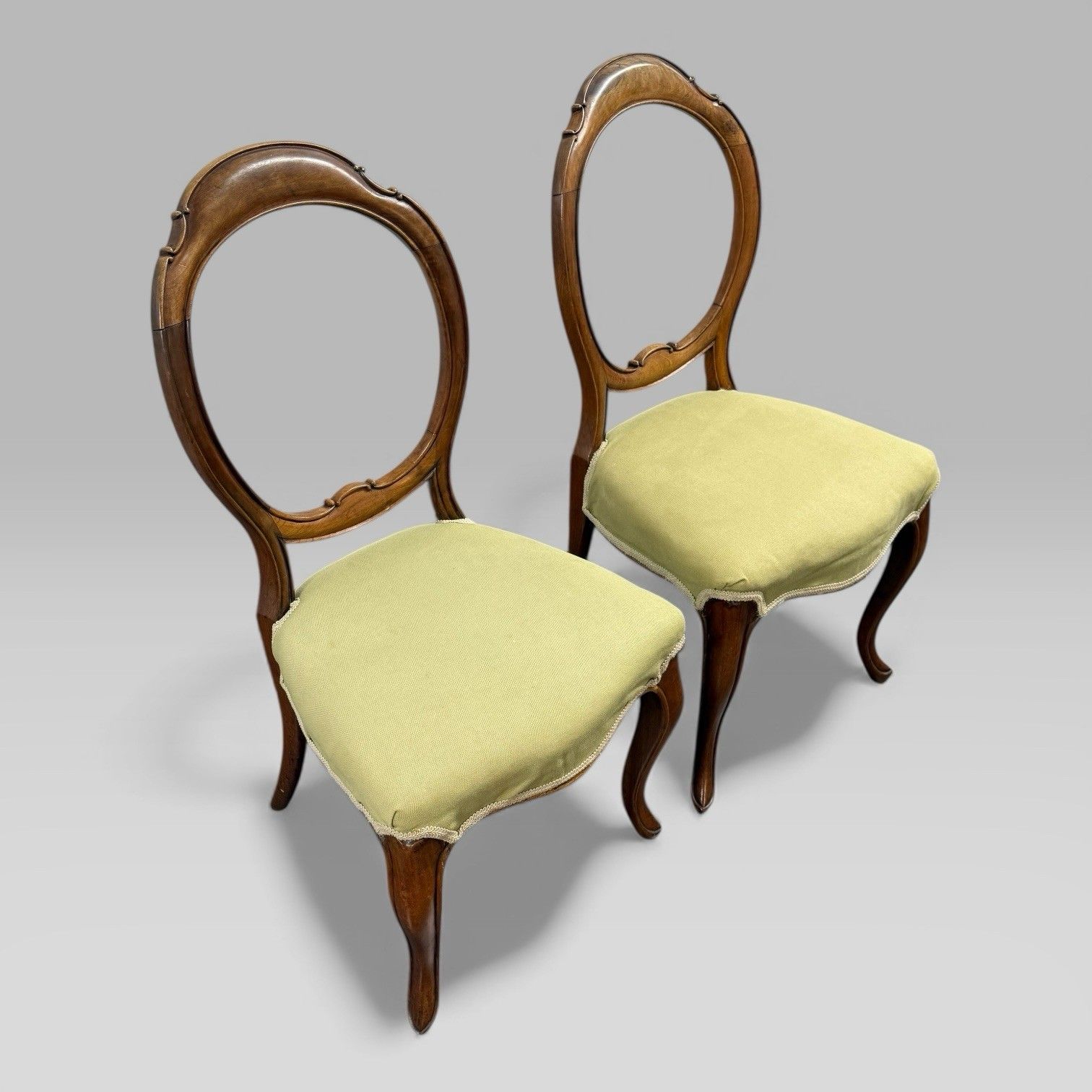 Pair Of Antique Victorian Walnut Balloon Back Chairs photo furniture