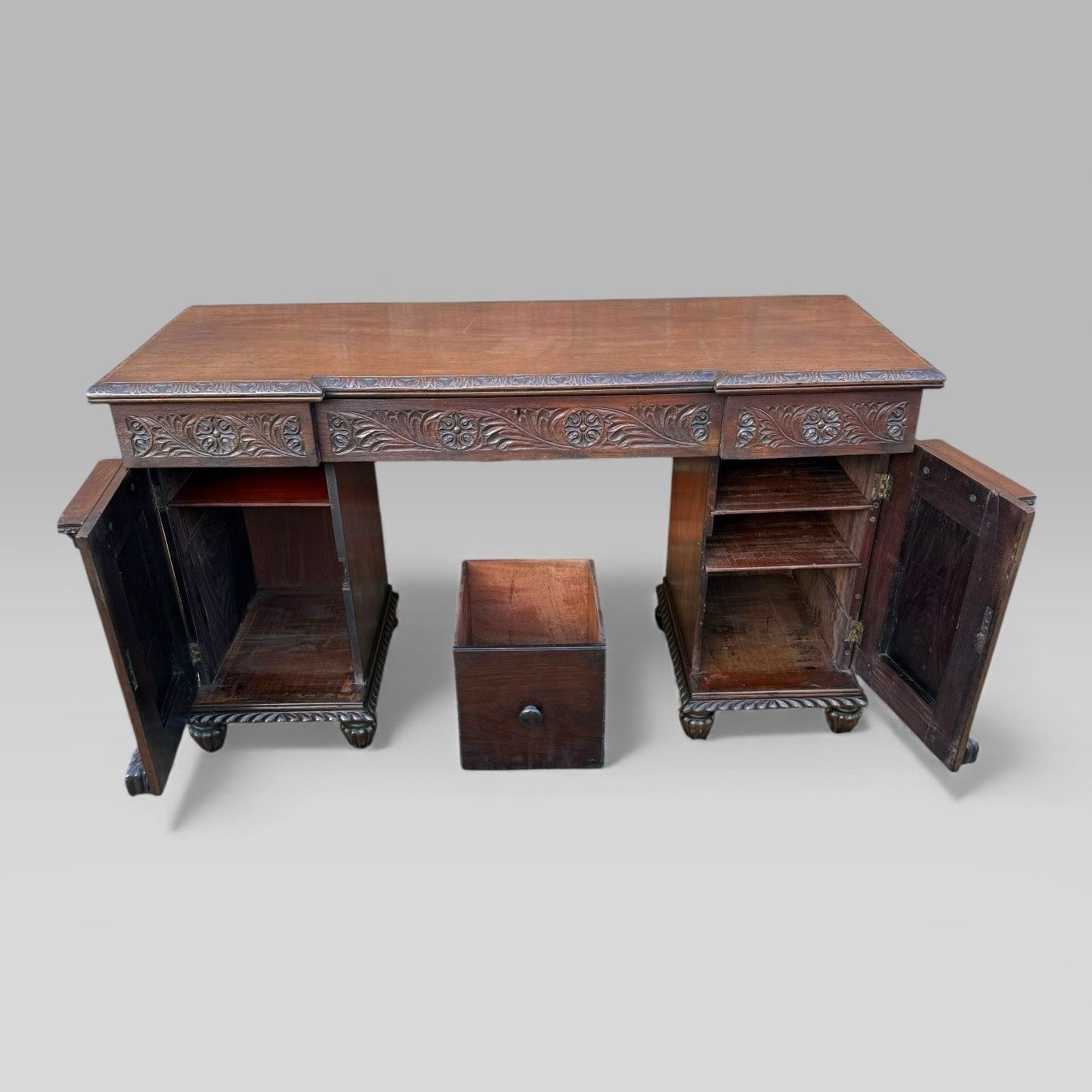 Antique Regency/William IV Anglo Indian Padouk Carved Sideboard Or Desk photo 650.0