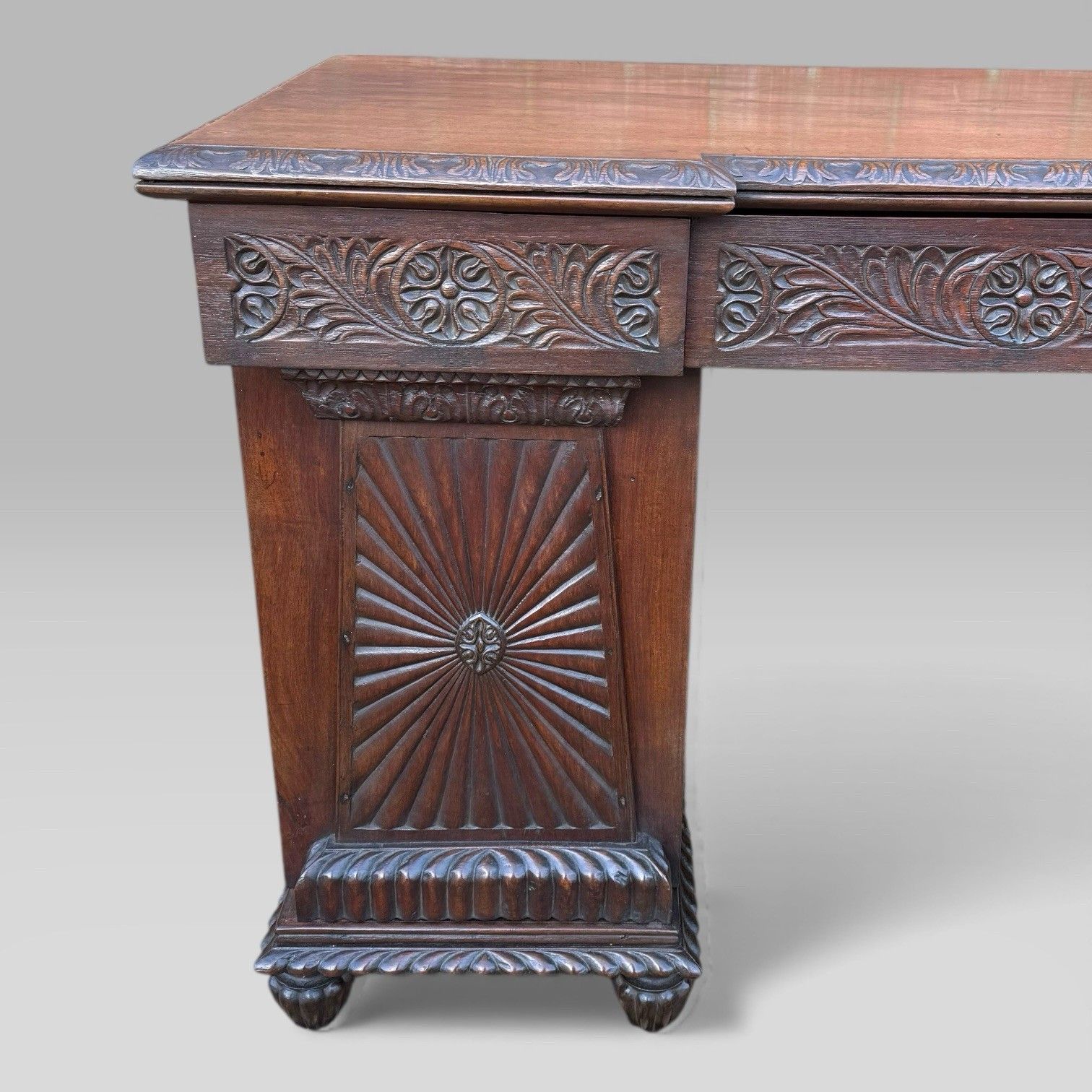 Antique Regency/William IV Anglo Indian Padouk Carved Sideboard Or Desk photo vinterior