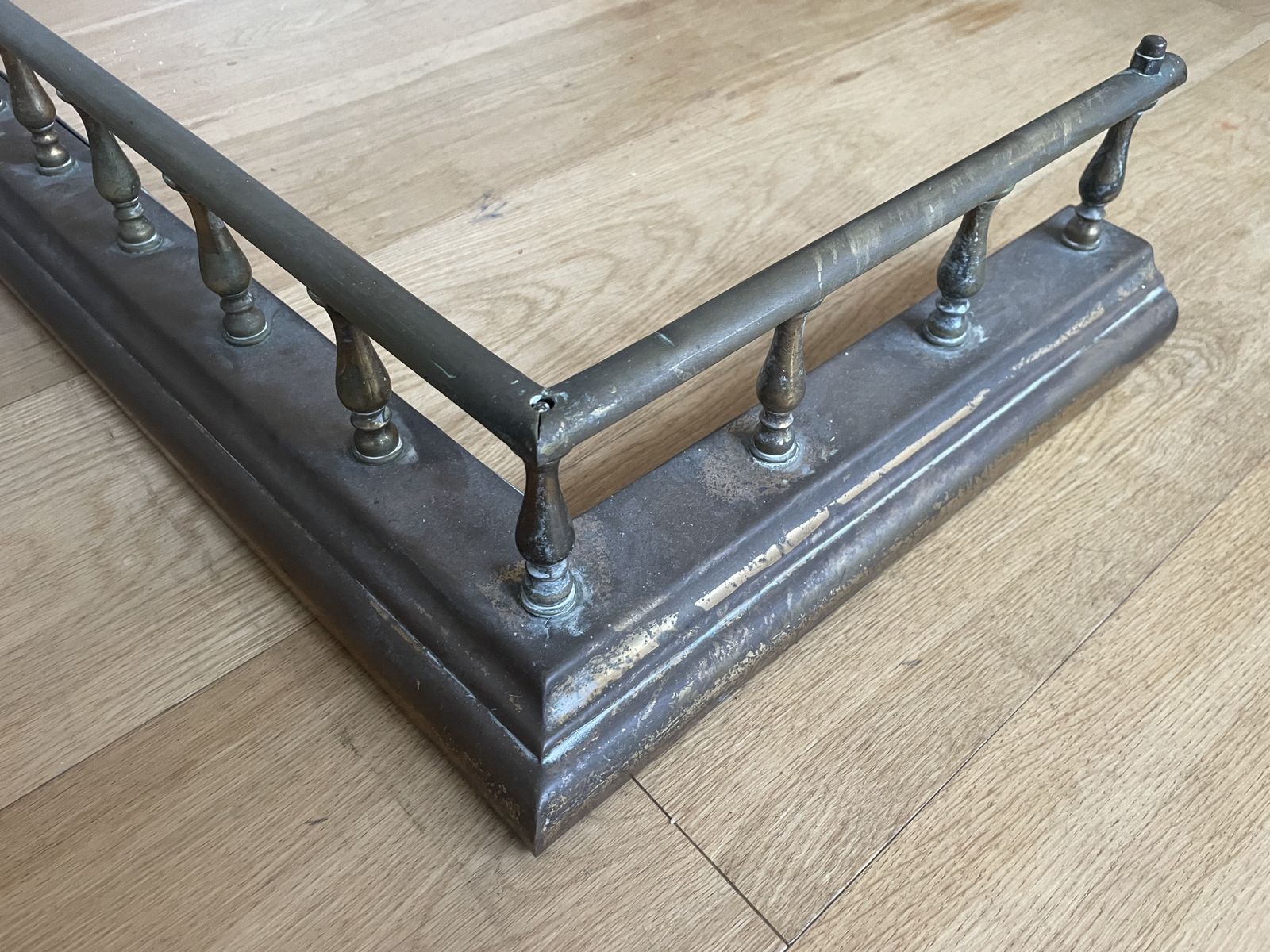 Antique Brass And Iron Fireplace Fender