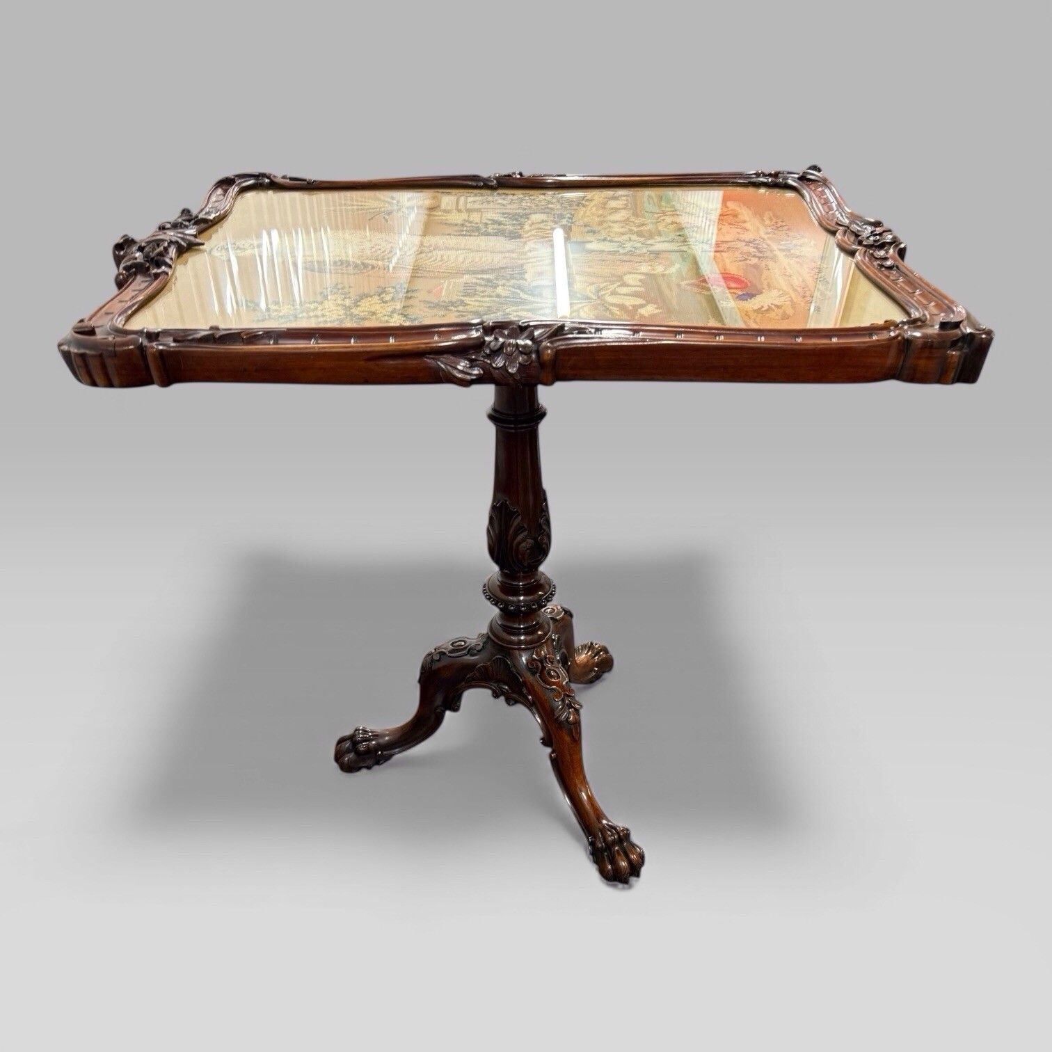 Antique William IV Gillows Carved Rosewood Tilt Top Tripod Table Fire Screen photo vintage