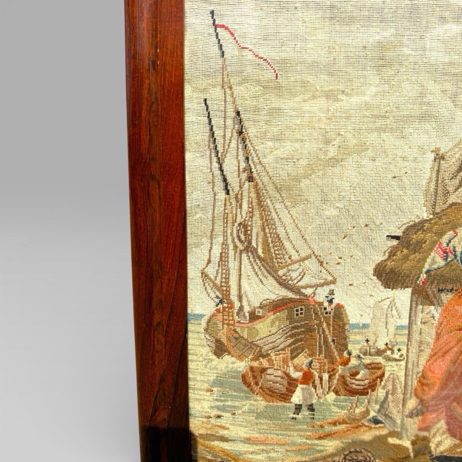 Antique English Victorian Rosewood & Needlework Cheval Fire Screen photo buy