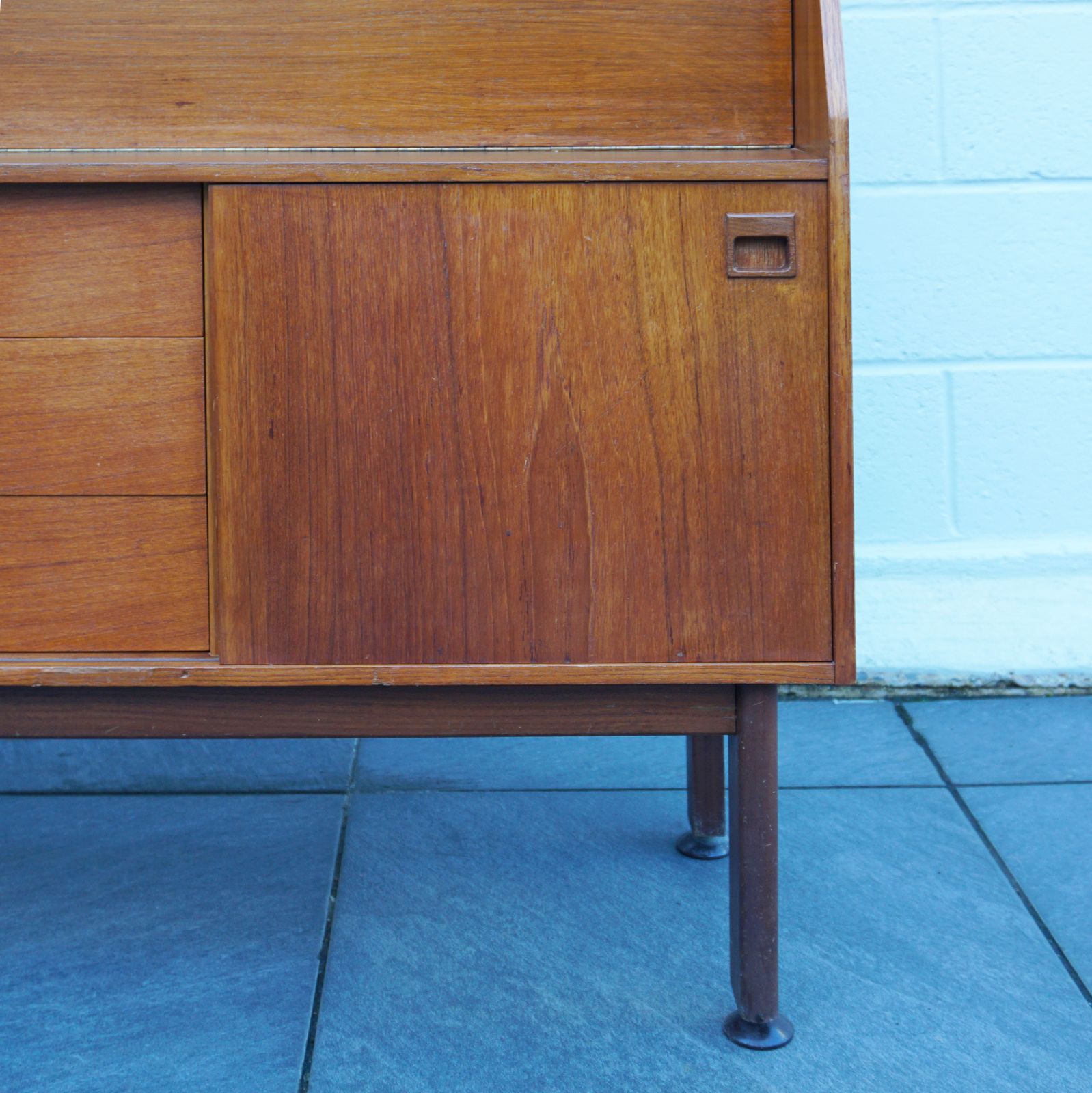 Portwood Mid Century Teak Wood Sideboard Home Bar With Shelving Lockable photo buy