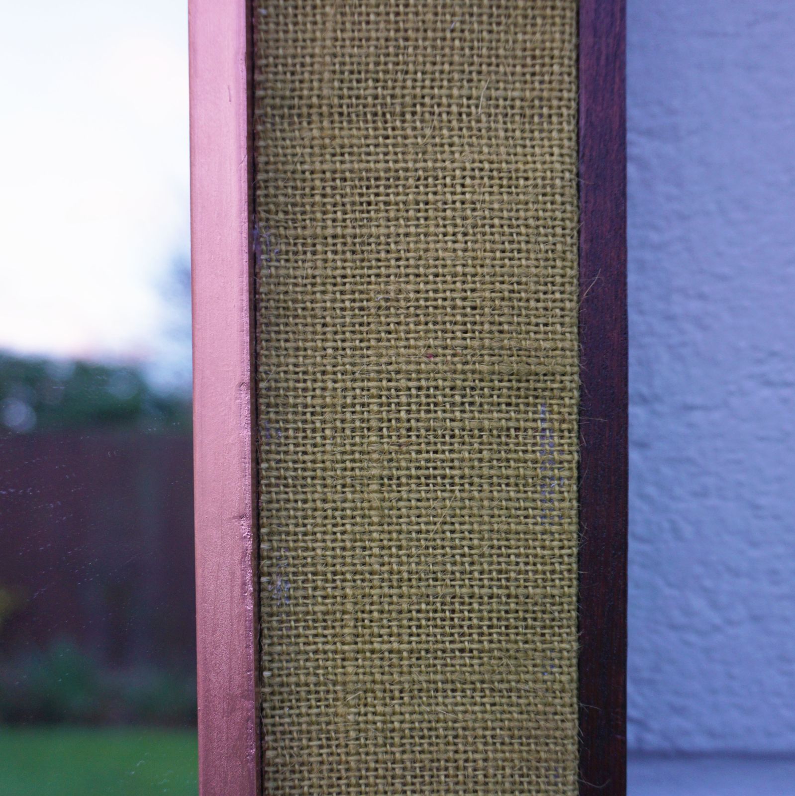 Hessian Mid Century Framed Wooden Wall Mounted Mirror In Copper & Green 1970s Style photo 200.0