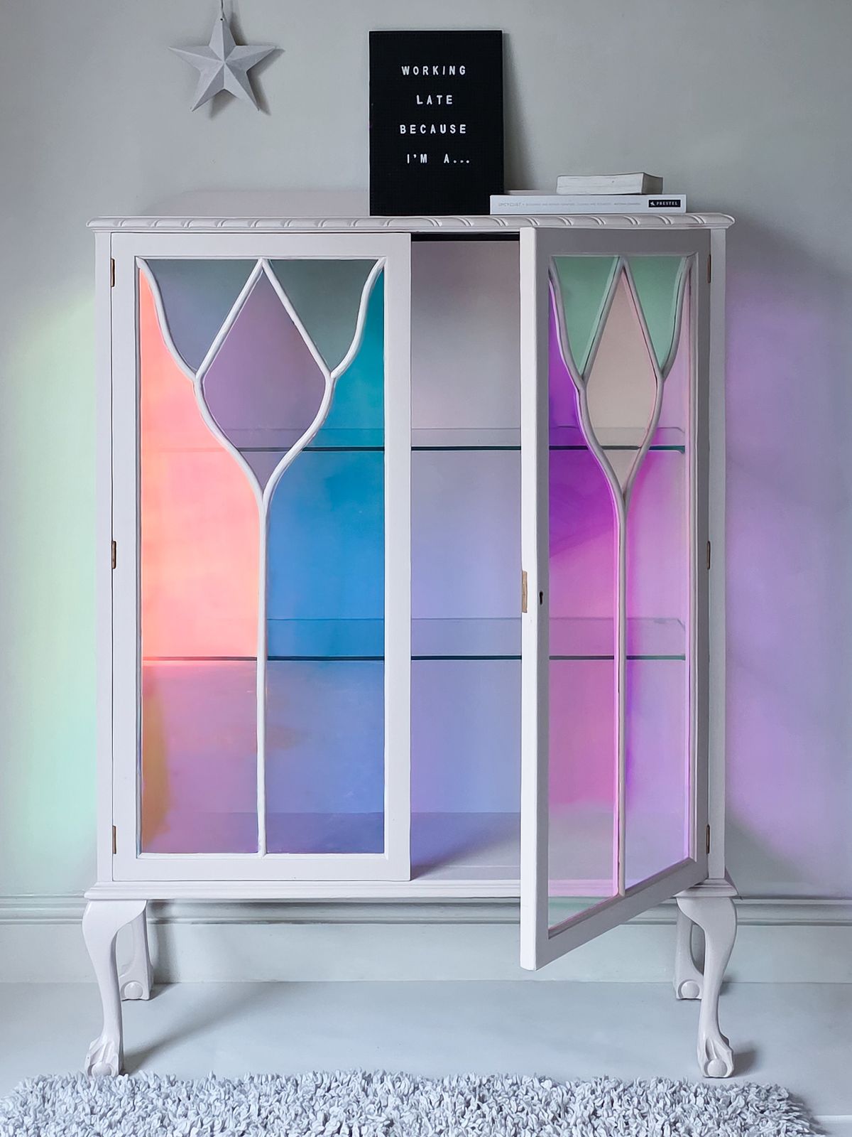 photo buy Stained Glass Vintage Display Drinks Cocktail Cabinet