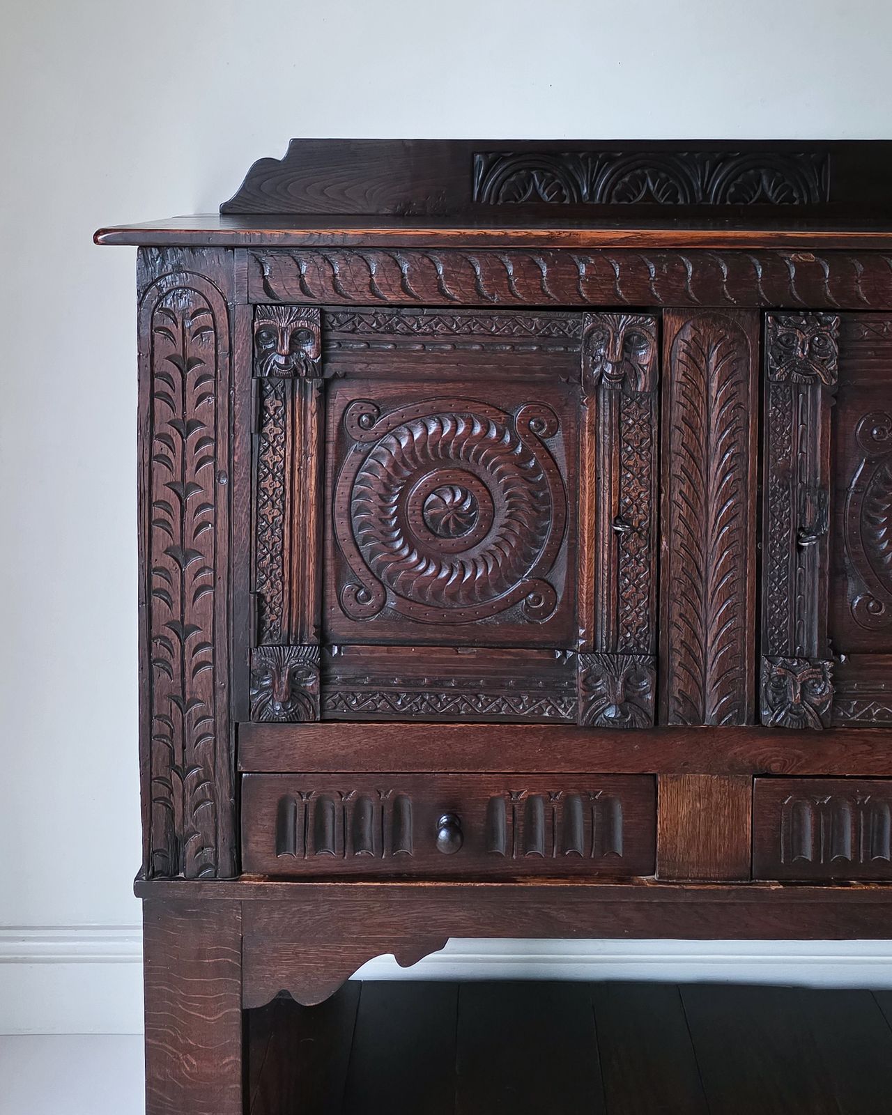 Antique Carved Oak Lawyers Primitive Court Cabinet photo vintage