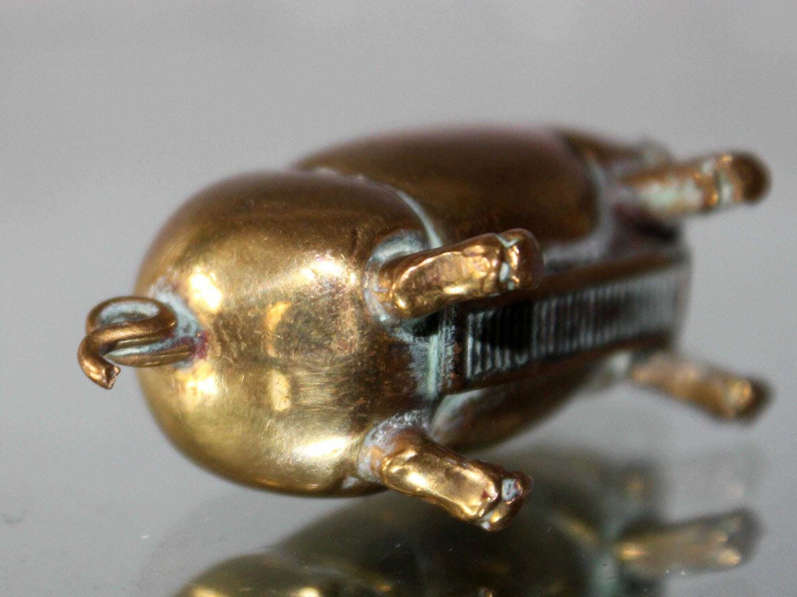 photo for sale Antique Brass Pig Go To Bed Vesta Case, Match Holder, Night Light, British Victorian Novelty, Match Striker, Hinged, 19th Century