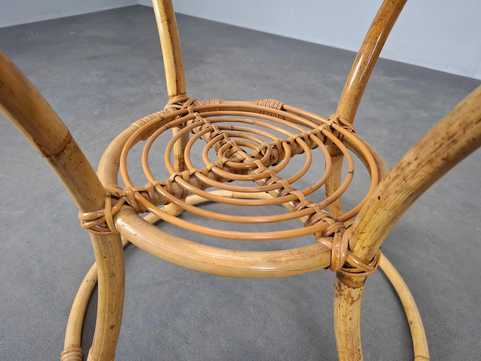 Czechoslovak Midcentury Rattan And Bamboo Side Table, 1960s photo for sale