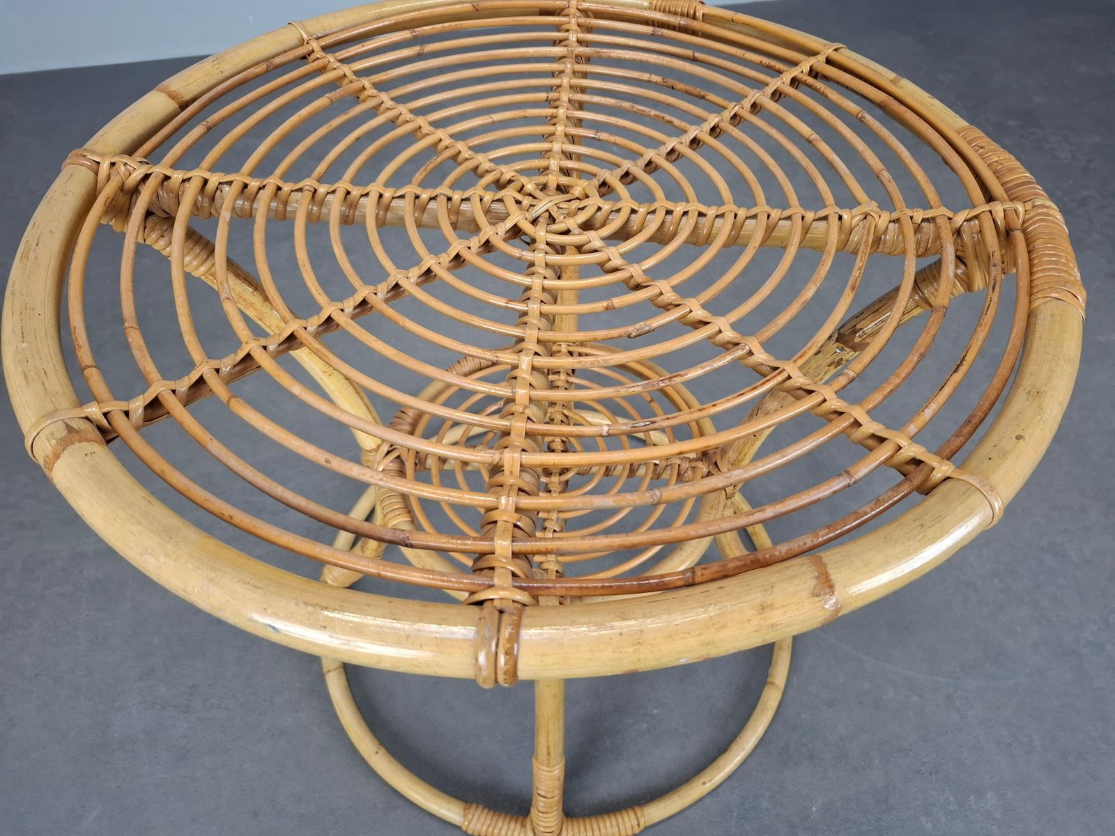 Czechoslovak Midcentury Rattan And Bamboo Side Table, 1960s photo 819.0