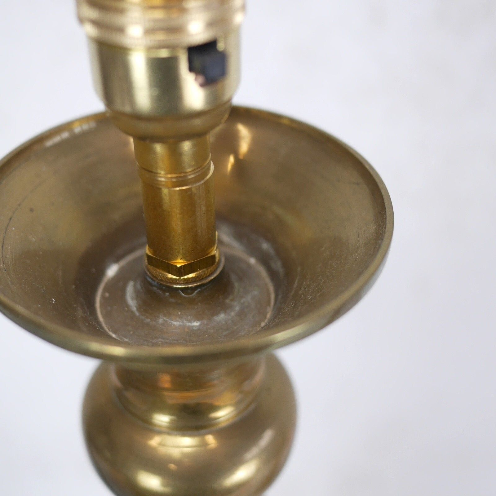 340.0 Pair Tall Large Brass Candle Stick Table Lights Lamps Vintage Antique  #103068 photo